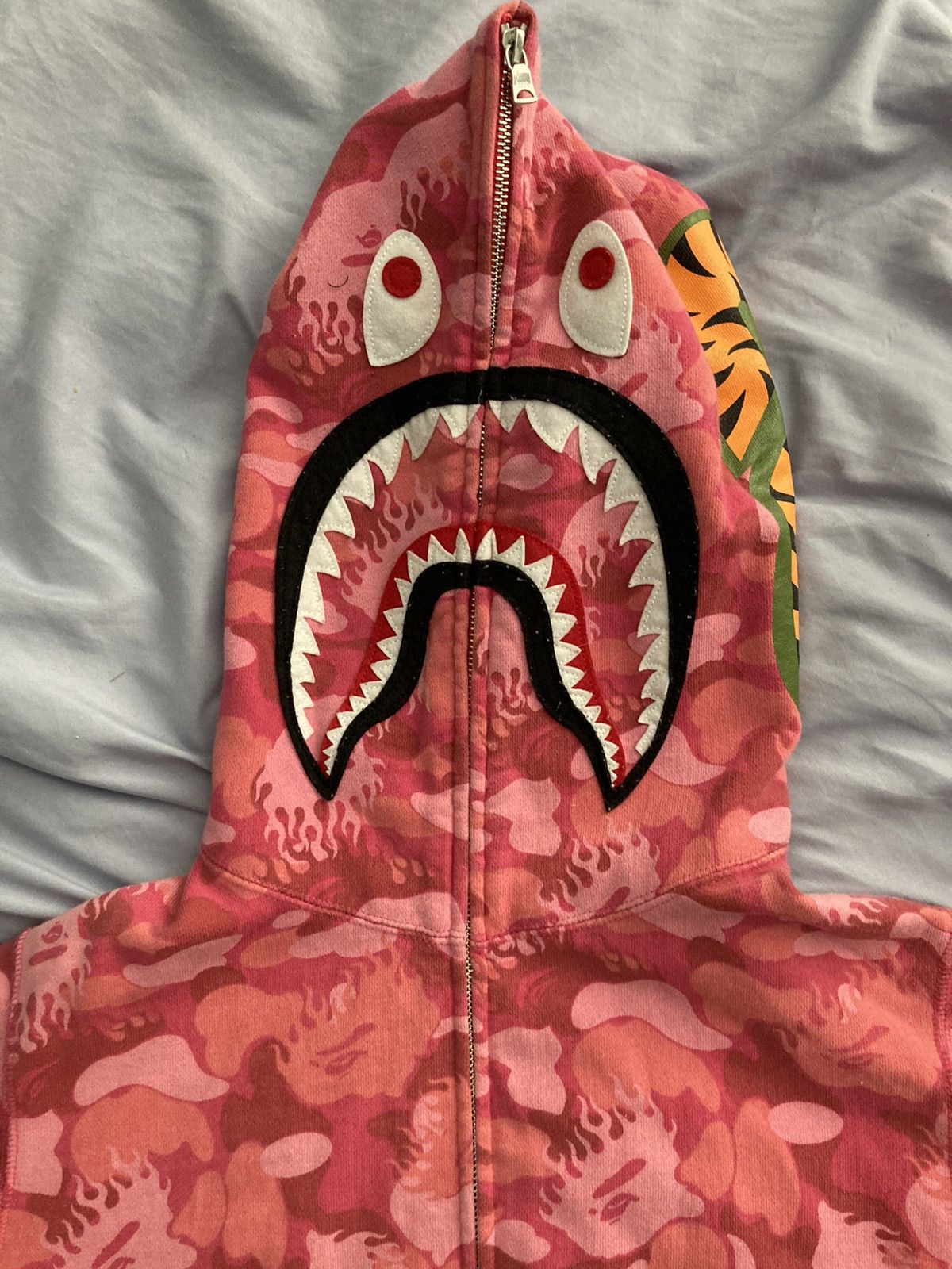 Pink flame bape online hoodie