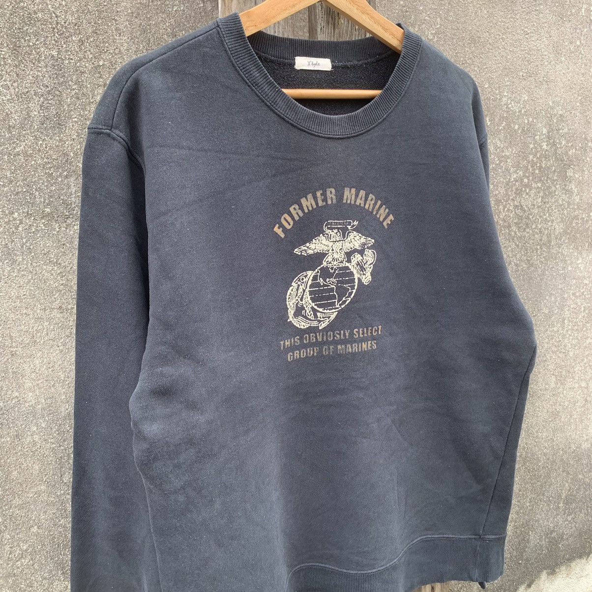 Vintage U.S Marine Corps Crewneck Sweater Faded Black Pullover Size US M / EU 48-50 / 2 - 2 Thumbnail