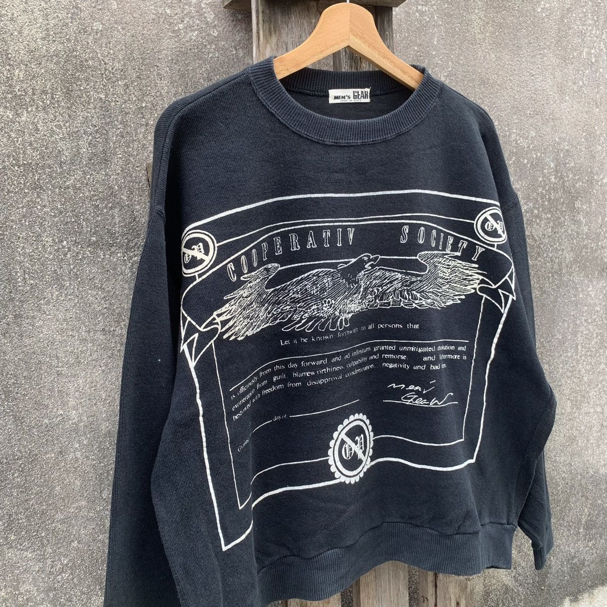 Japanese Brand × Vintage Mens Gear Black Sweater Cropped Baggy Jumper Pullover Size XL / US 12-14 / IT 48-50 - 2 Thumbnail