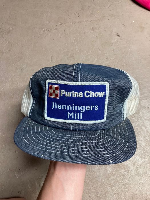 Vintage Vintage Louisville mfg trucker hat cap denim patch purina