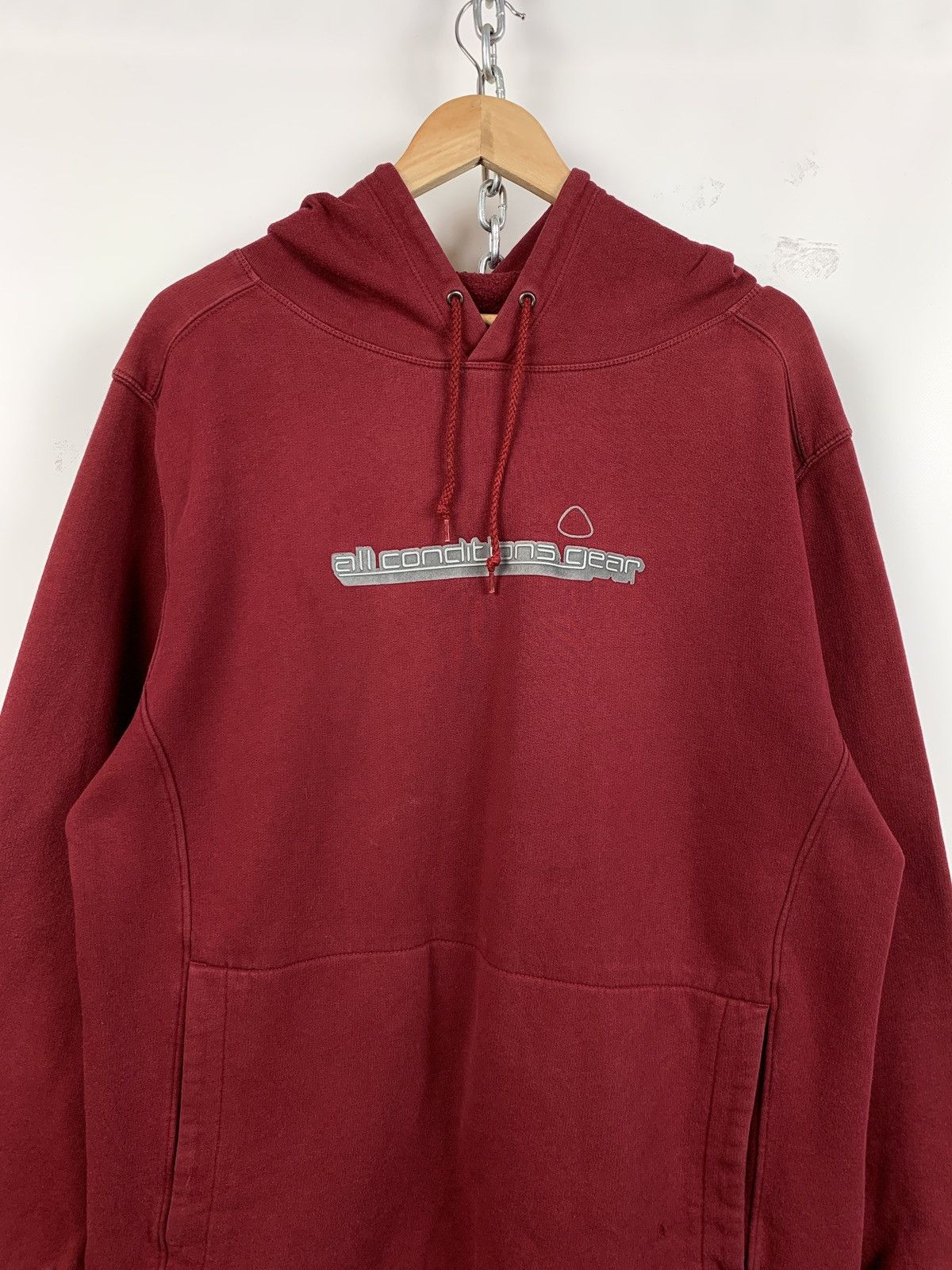Nike 90s Vintage Nike ACG Distressed Burgundy Y2K Hoodie Size US L / EU 52-54 / 3 - 3 Thumbnail