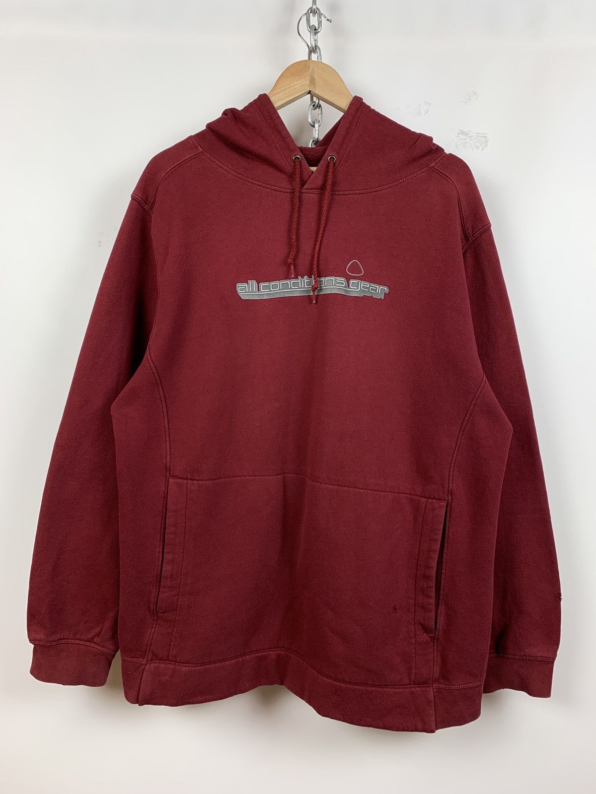 90s Vintage Nike ACG Distressed Burgundy Y2K Hoodie