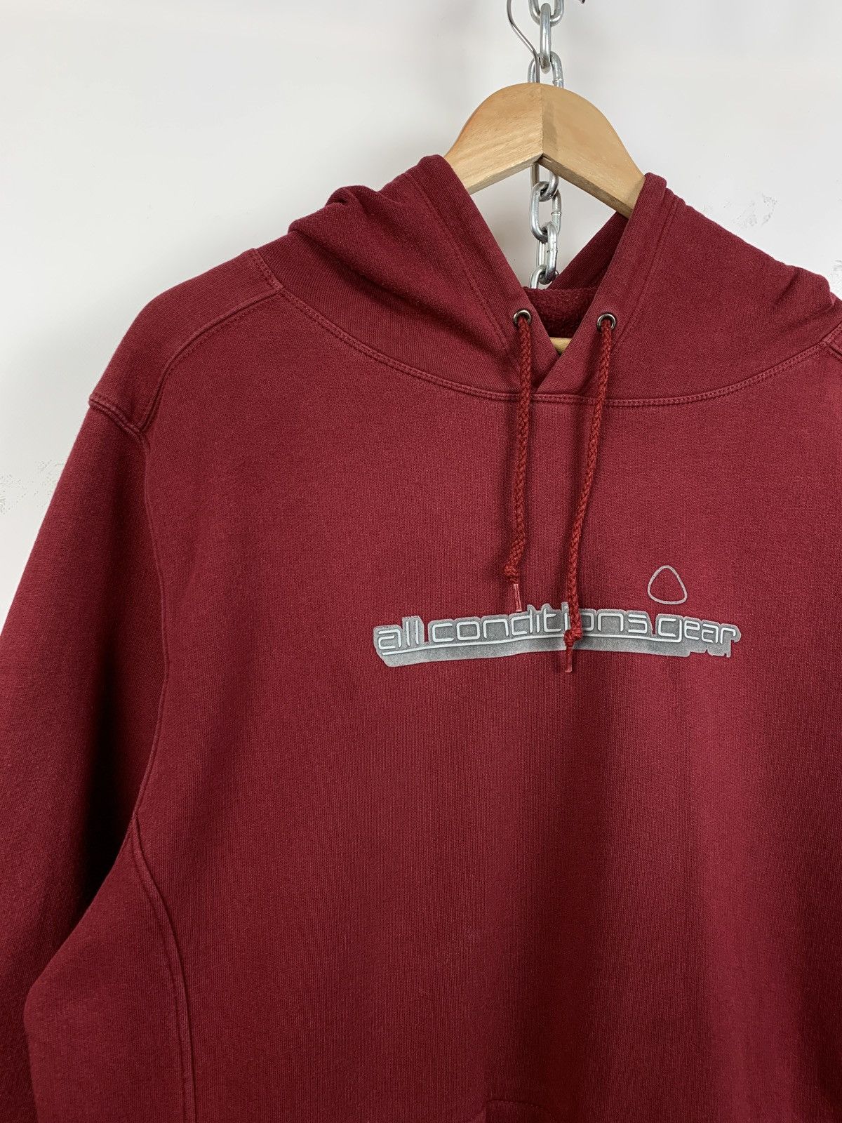 Nike 90s Vintage Nike ACG Distressed Burgundy Y2K Hoodie Size US L / EU 52-54 / 3 - 5 Thumbnail