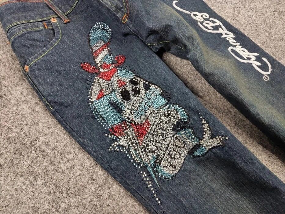 Ed Hardy 🔥 Ed Hardy x Christian Audigier Vintage Tattoo Denim Jeans Size US 30 / EU 46 - 10 Thumbnail
