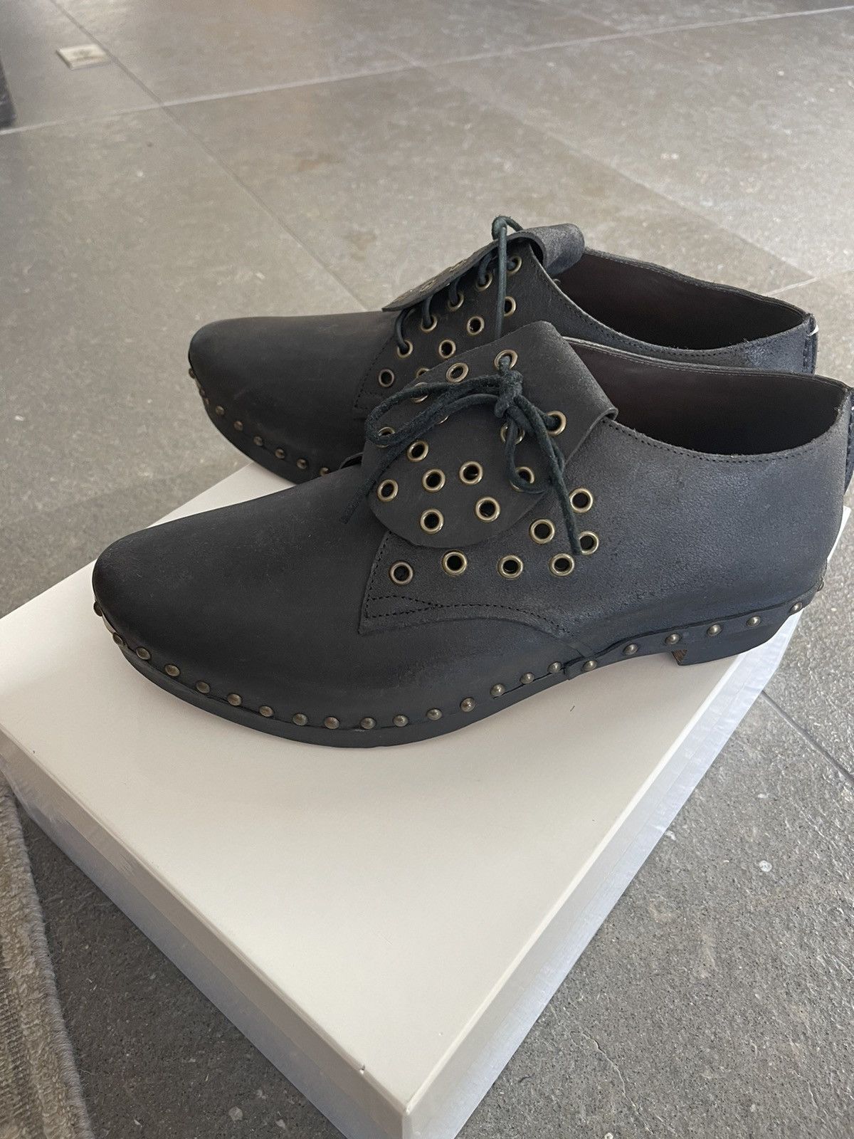 Maison Margiela Worn Once, Black Metal Toe Derbys Size US 12 / EU 45 - 13 Thumbnail