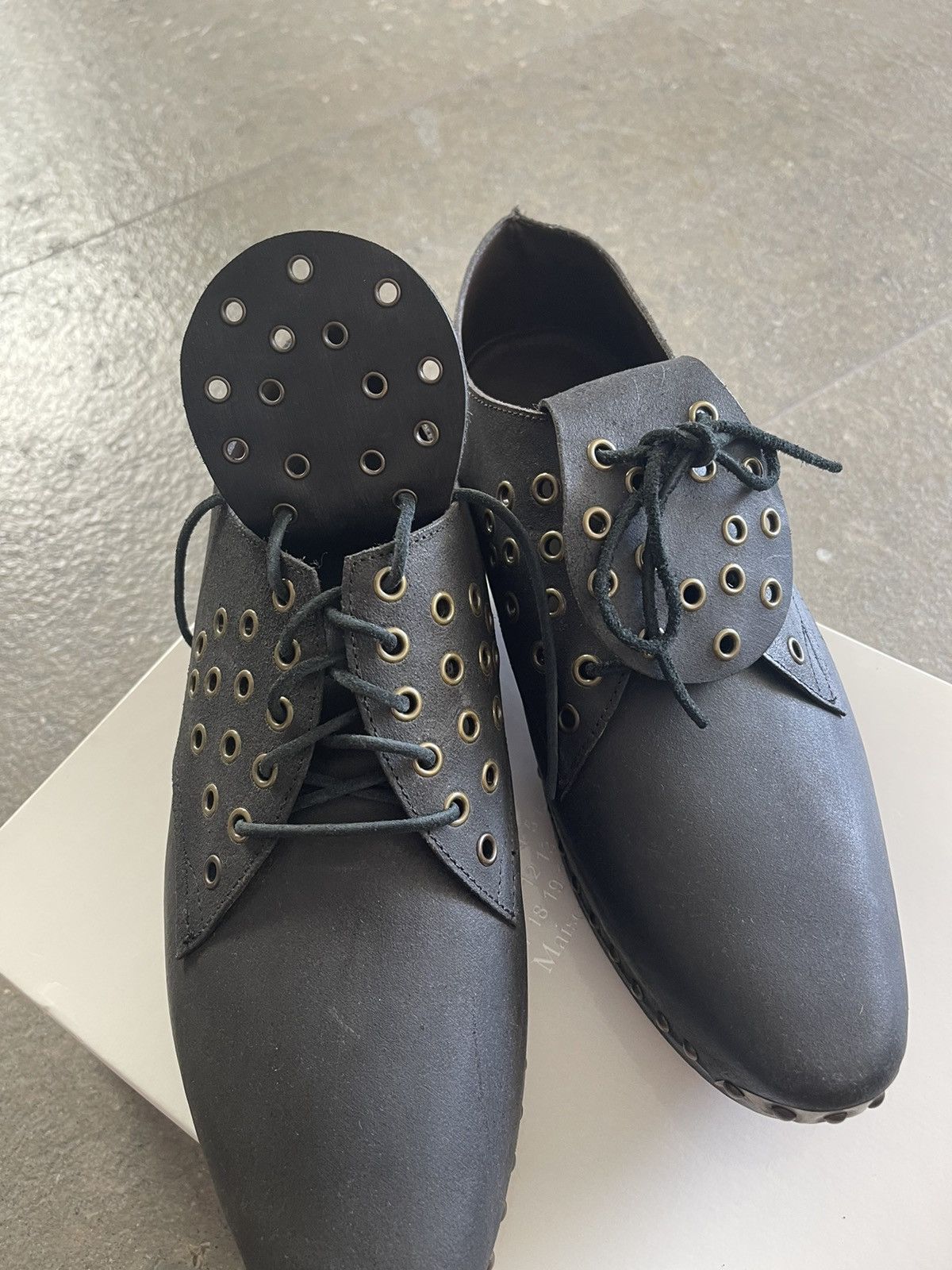 Maison Margiela Worn Once, Black Metal Toe Derbys Size US 12 / EU 45 - 9 Thumbnail