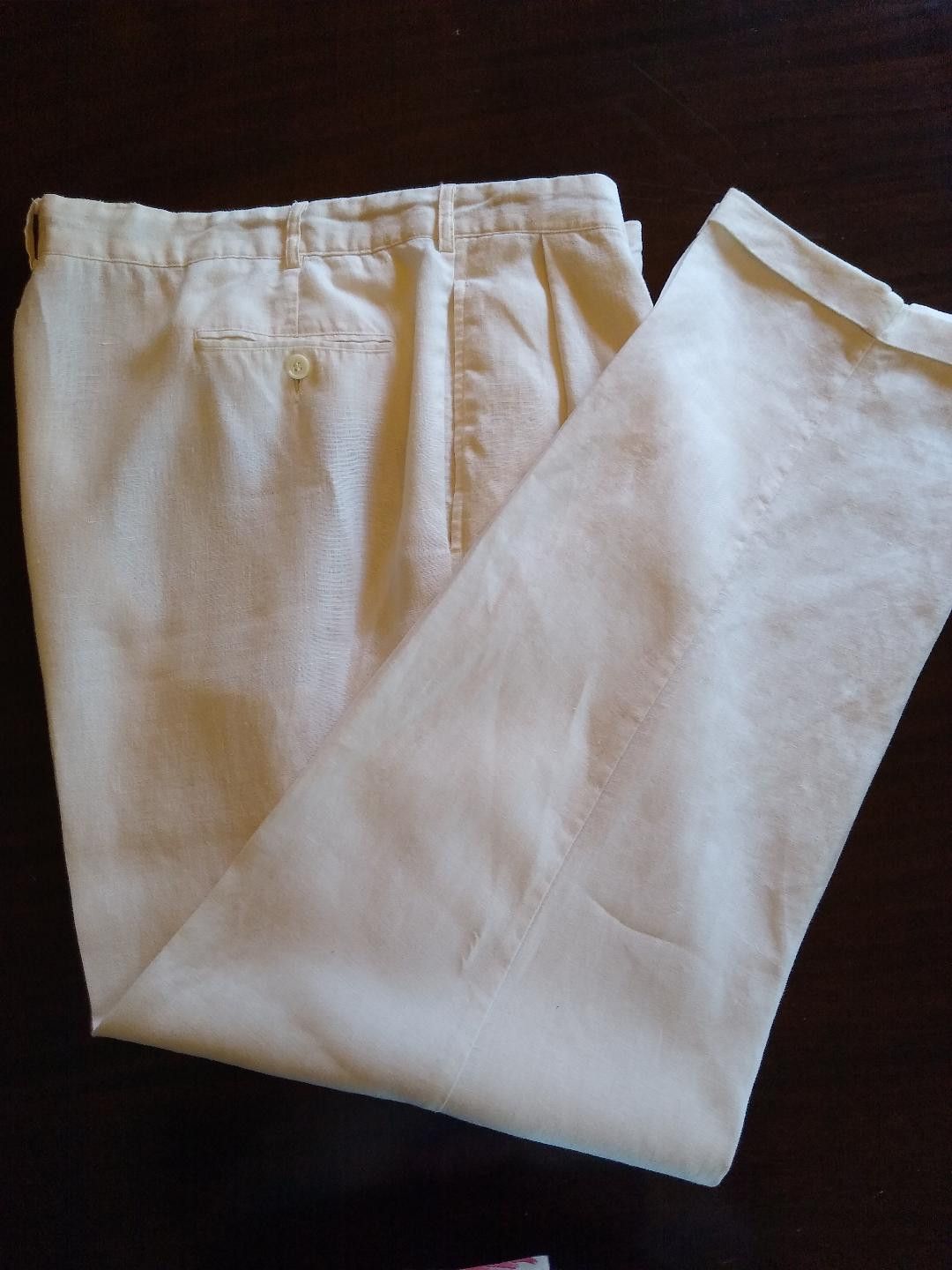 Vintage 90's 100% Linen Wide Leg Pleated Pants