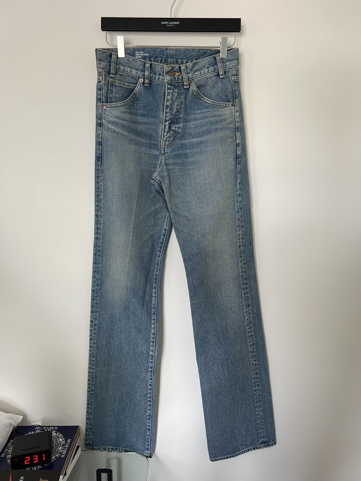 Celine × Hedi Slimane Celine flared jeans in broken twill blue
