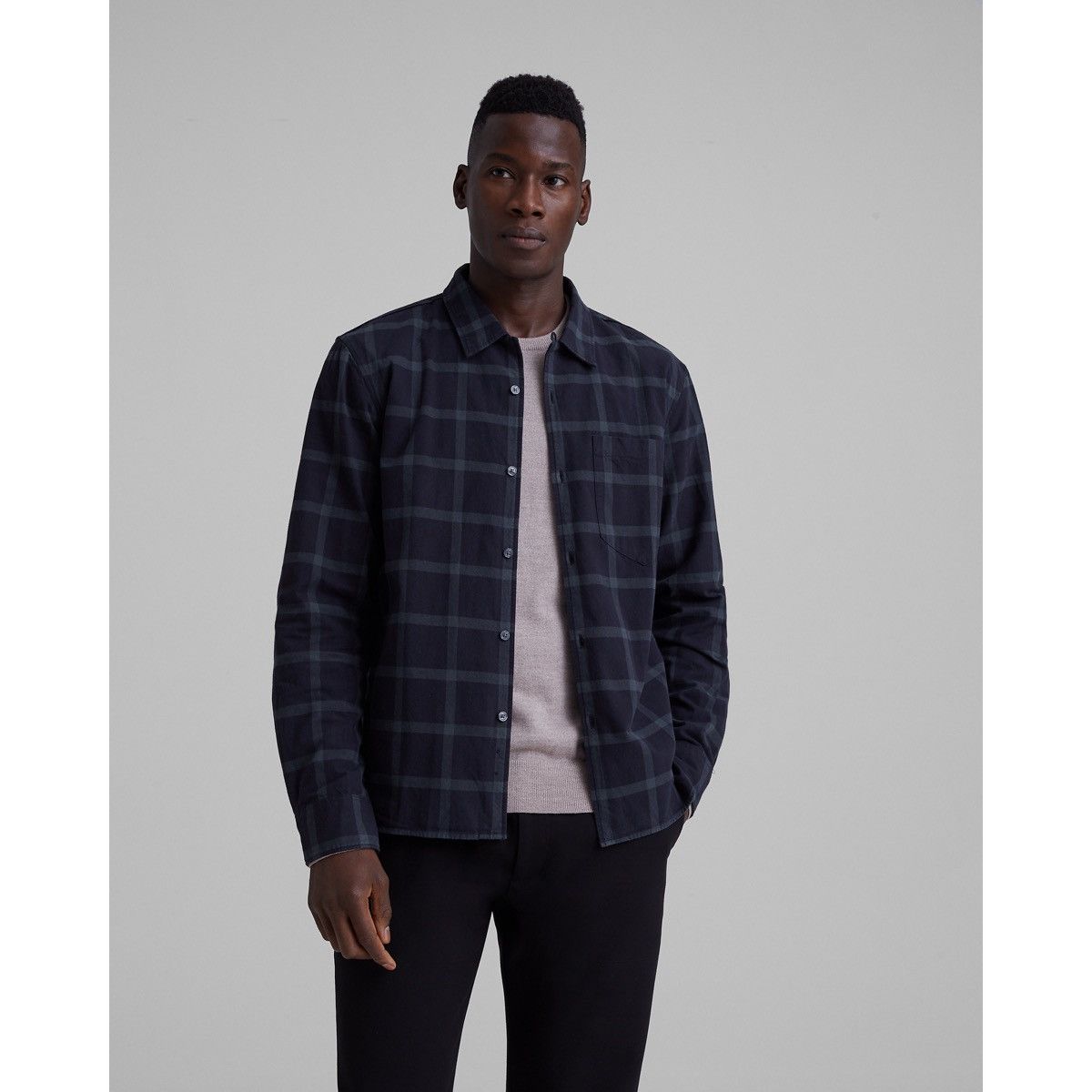 Club Monaco Club Monaco Ombre Plaid Loop Collar Shirt Size US L / EU 52-54 / 3 - 1 Thumbnail