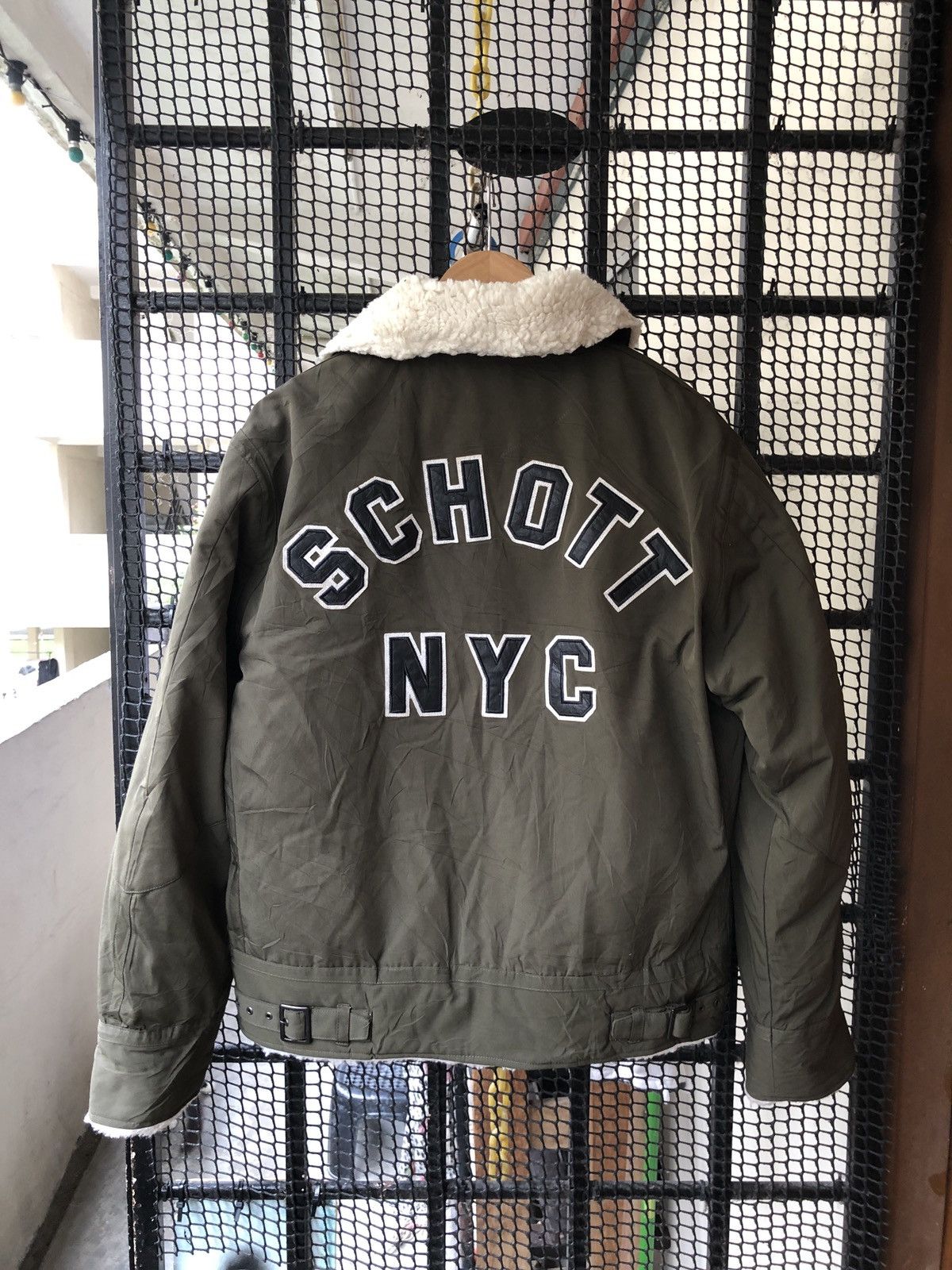 Schott SCHOTT NYC SHEARLING JACKET ARMY STYLE | Grailed