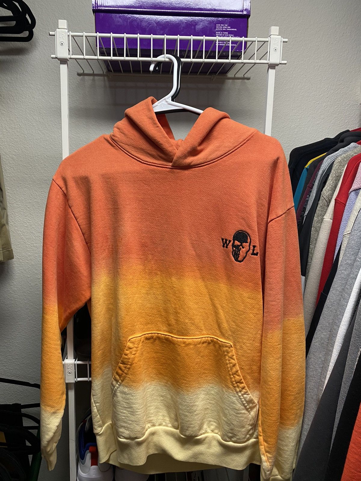 image of Warren Lotas 5 Guns Hoodie in Orange, Men's (Size Small)