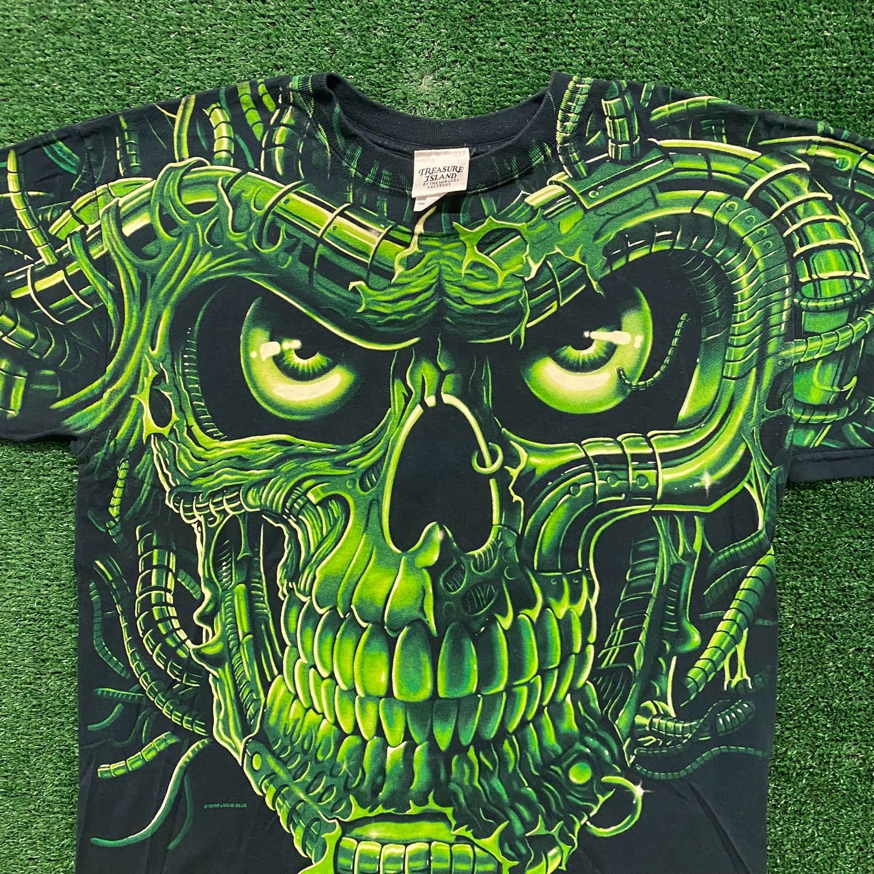 Liquid Blue Terminator Skull Vintage 90s Movie T-Shirt Size US XL / EU 56 / 4 - 2 Thumbnail