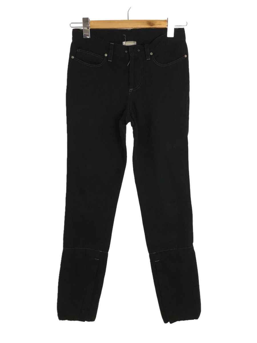 Cropped Pants Black Back Zip Pocket Cotton