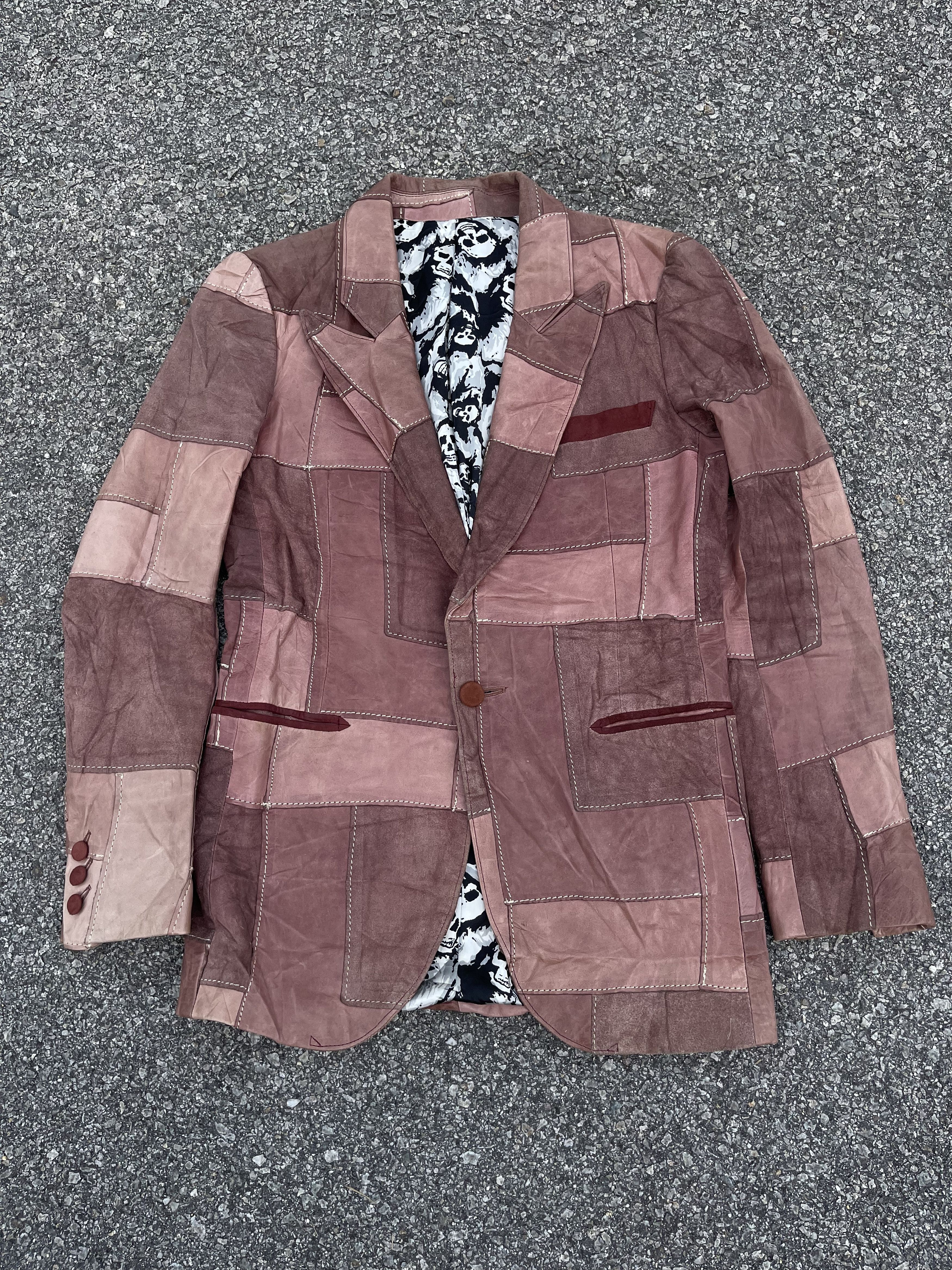 SS/01 N(N) LEATHER PATCHWORK COW HIDE BLAZER Leather Jackets