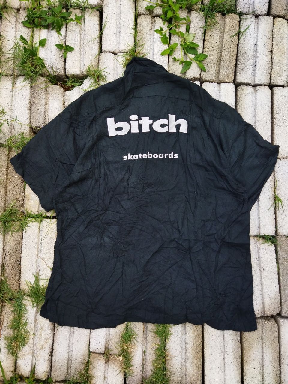 image of Vintage Bitch Skateboards Spellout Shirt in Black, Men's (Size Large)