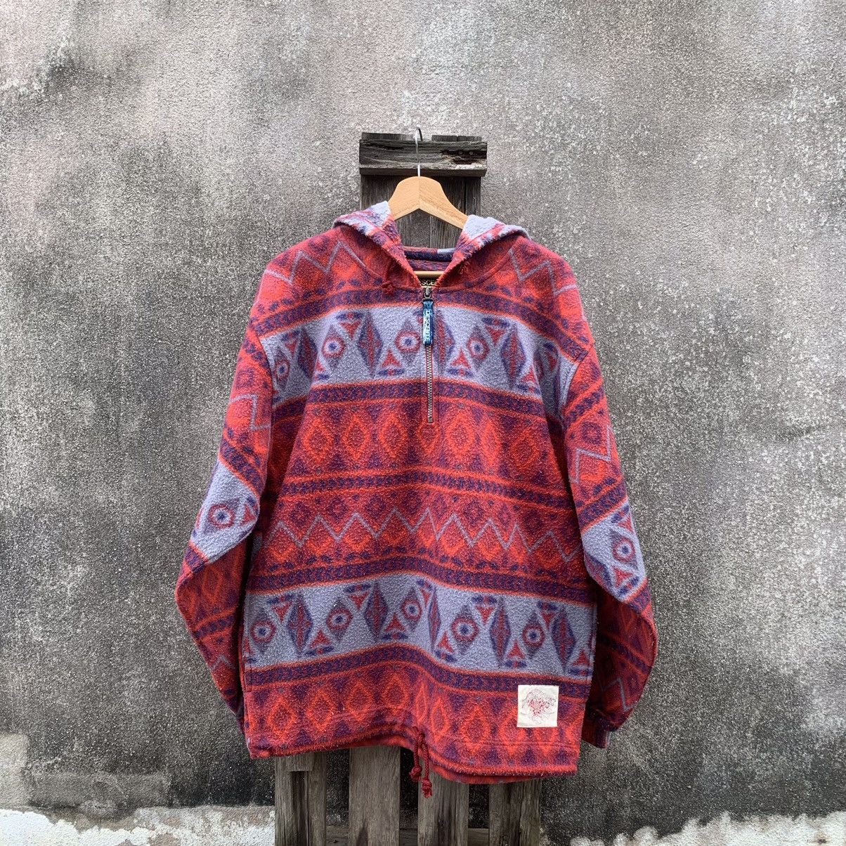 Art Comes First × Descente × Japanese Brand Vintage Descente Quarter Zips Baggy Tribal Design Sweater Size US XL / EU 56 / 4 - 1 Thumbnail