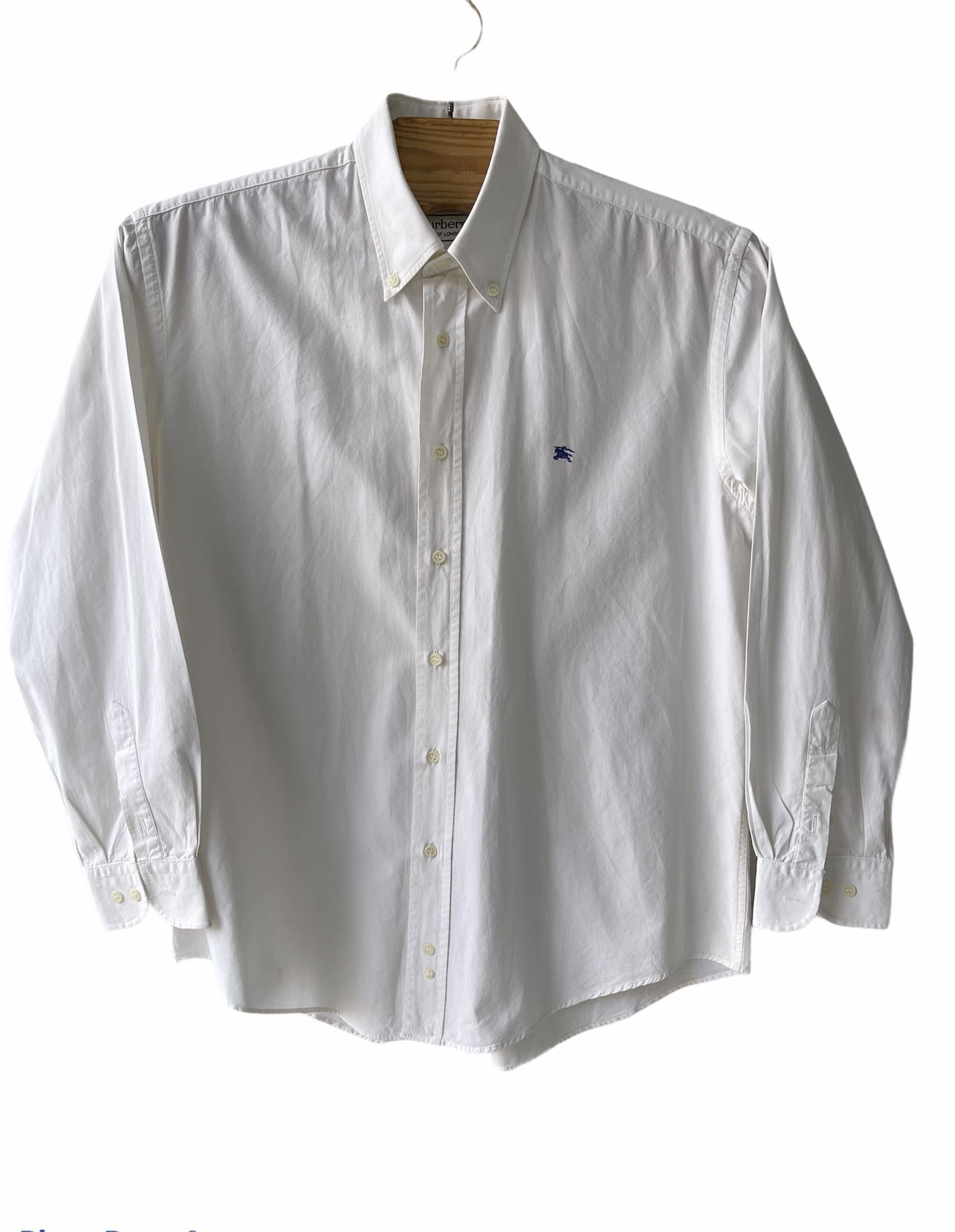 Burberry 🔥 Burberrys casual shirt white blue logo rare size L Size US L / EU 52-54 / 3 - 2 Thumbnail