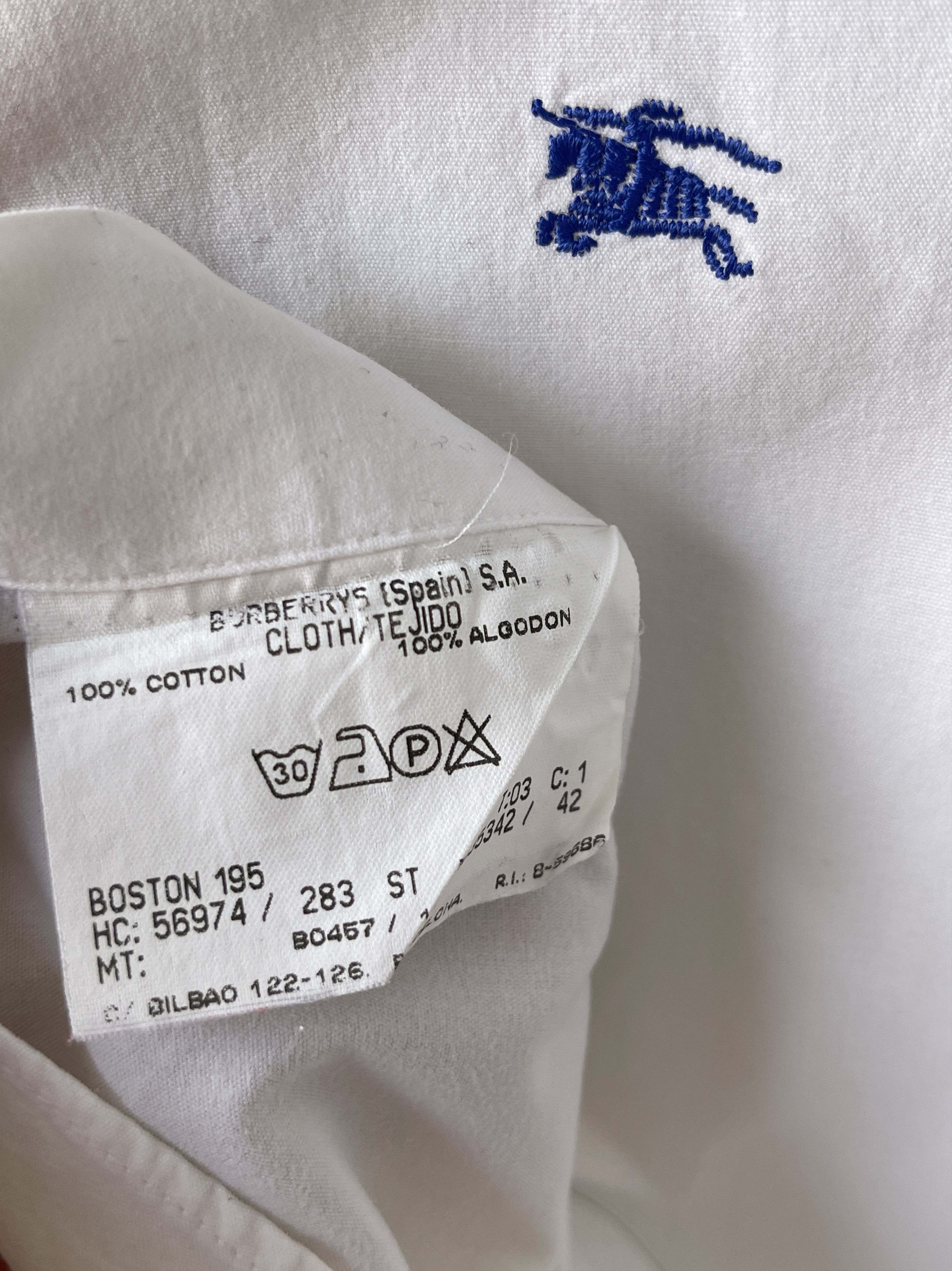 Burberry 🔥 Burberrys casual shirt white blue logo rare size L Size US L / EU 52-54 / 3 - 5 Thumbnail
