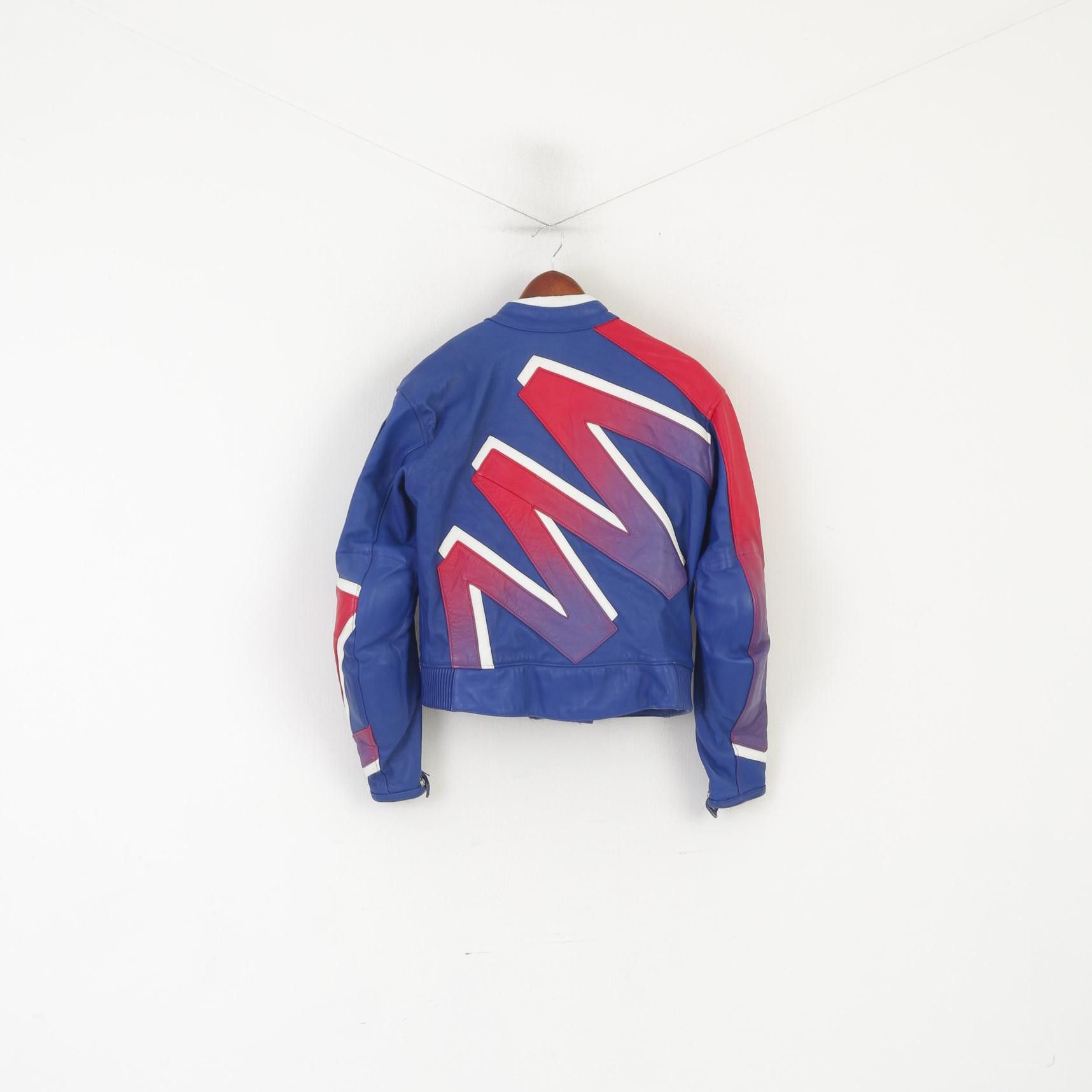 Vintage Uvex Men 52 M Jacket Blue Red Leather Vtg Motorcycle 3216 Size US M / EU 48-50 / 2 - 8 Thumbnail