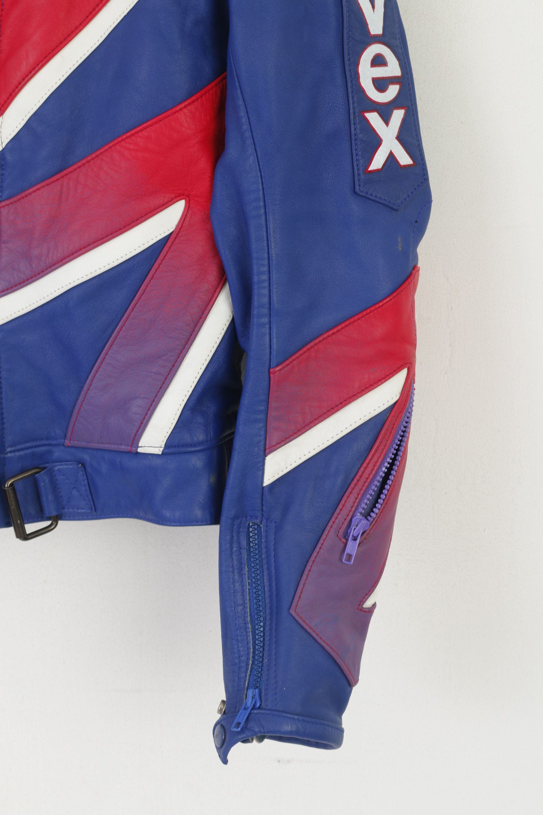 Vintage Uvex Men 52 M Jacket Blue Red Leather Vtg Motorcycle 3216 Size US M / EU 48-50 / 2 - 3 Thumbnail