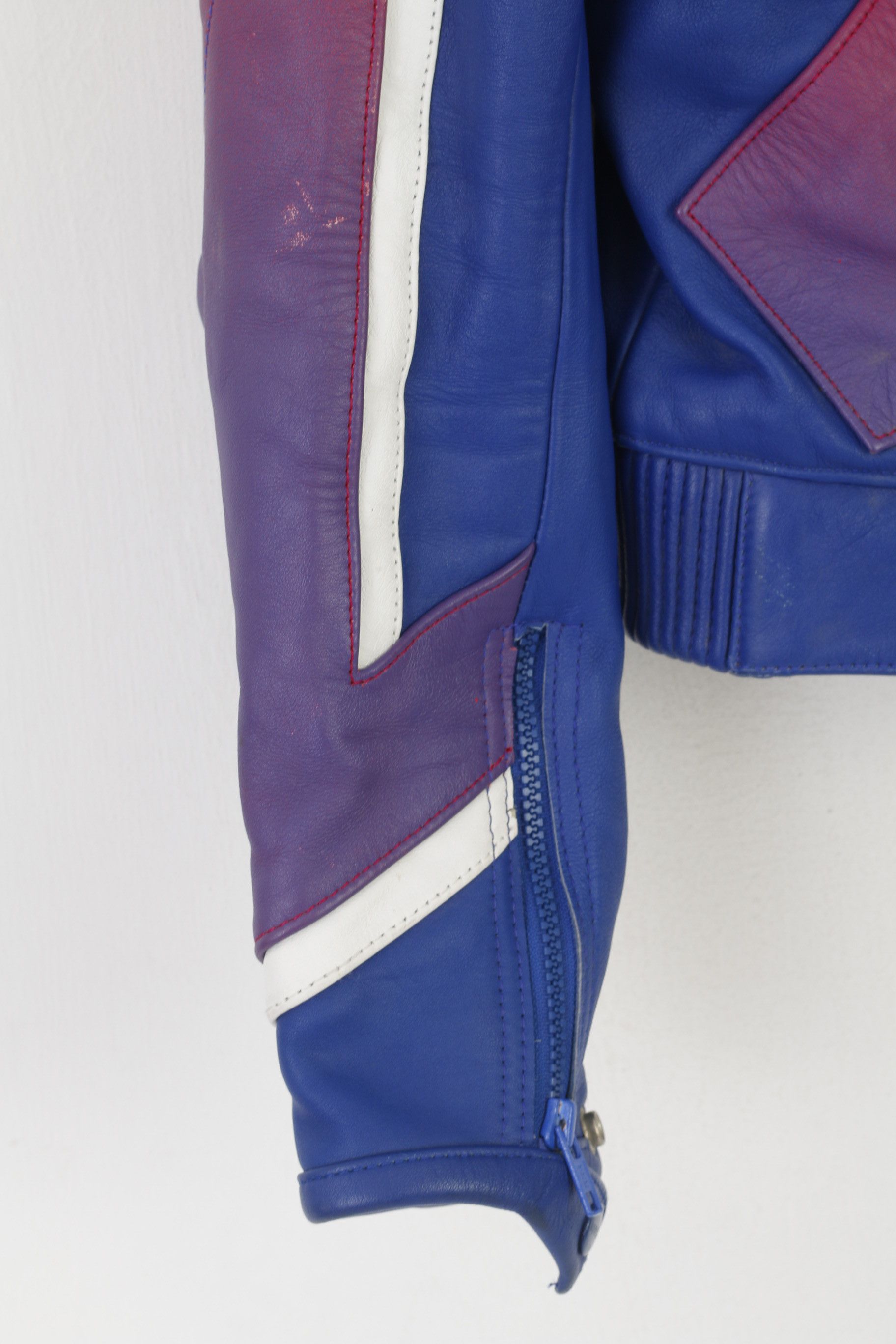 Vintage Uvex Men 52 M Jacket Blue Red Leather Vtg Motorcycle 3216 Size US M / EU 48-50 / 2 - 4 Thumbnail