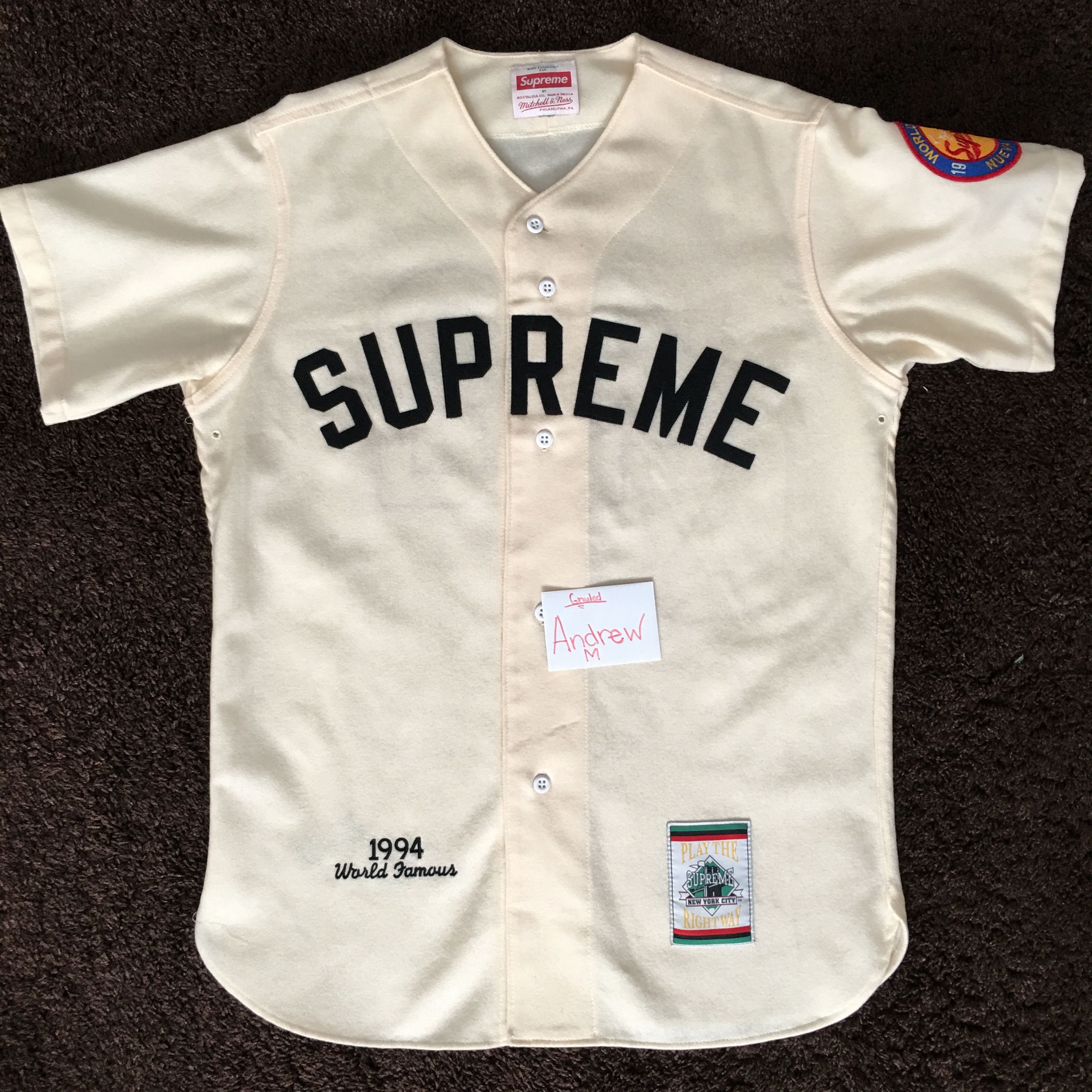 Supreme Supreme x Mitchell and Ness 42 baseball jersey | Grailed