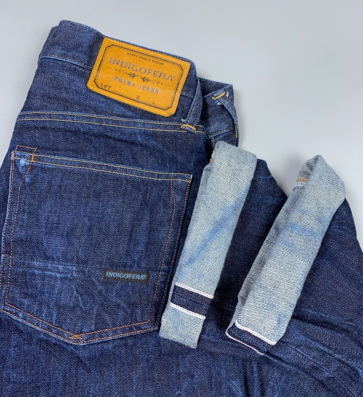image of Indigofera Japanese Selvage Prima Buck Raw Denim Pants Size 30 in Blue, Men's