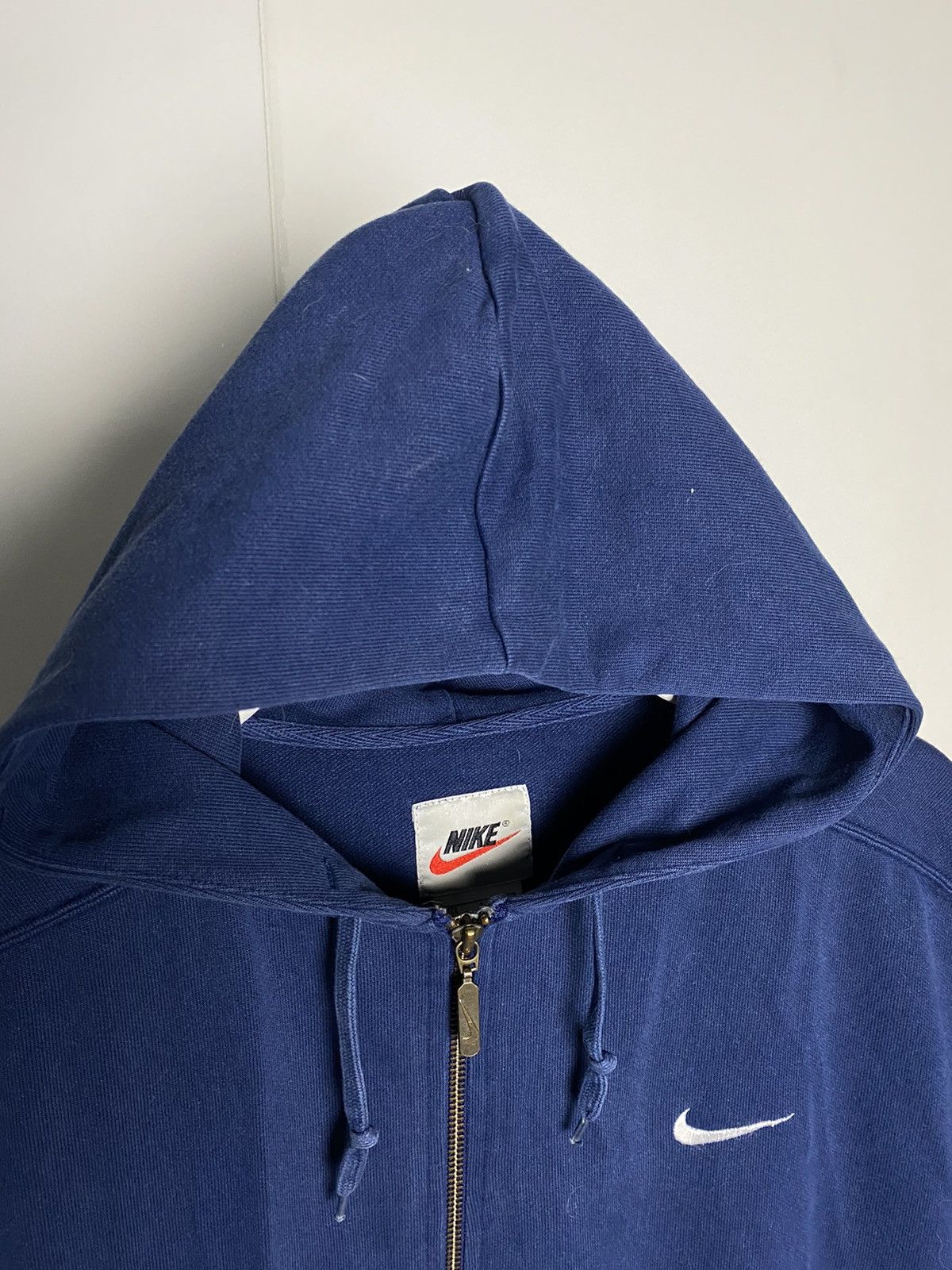 Nike × Vintage 90s Nike vintage navy zip hoodie small swoosh Size US S / EU 44-46 / 1 - 6 Thumbnail