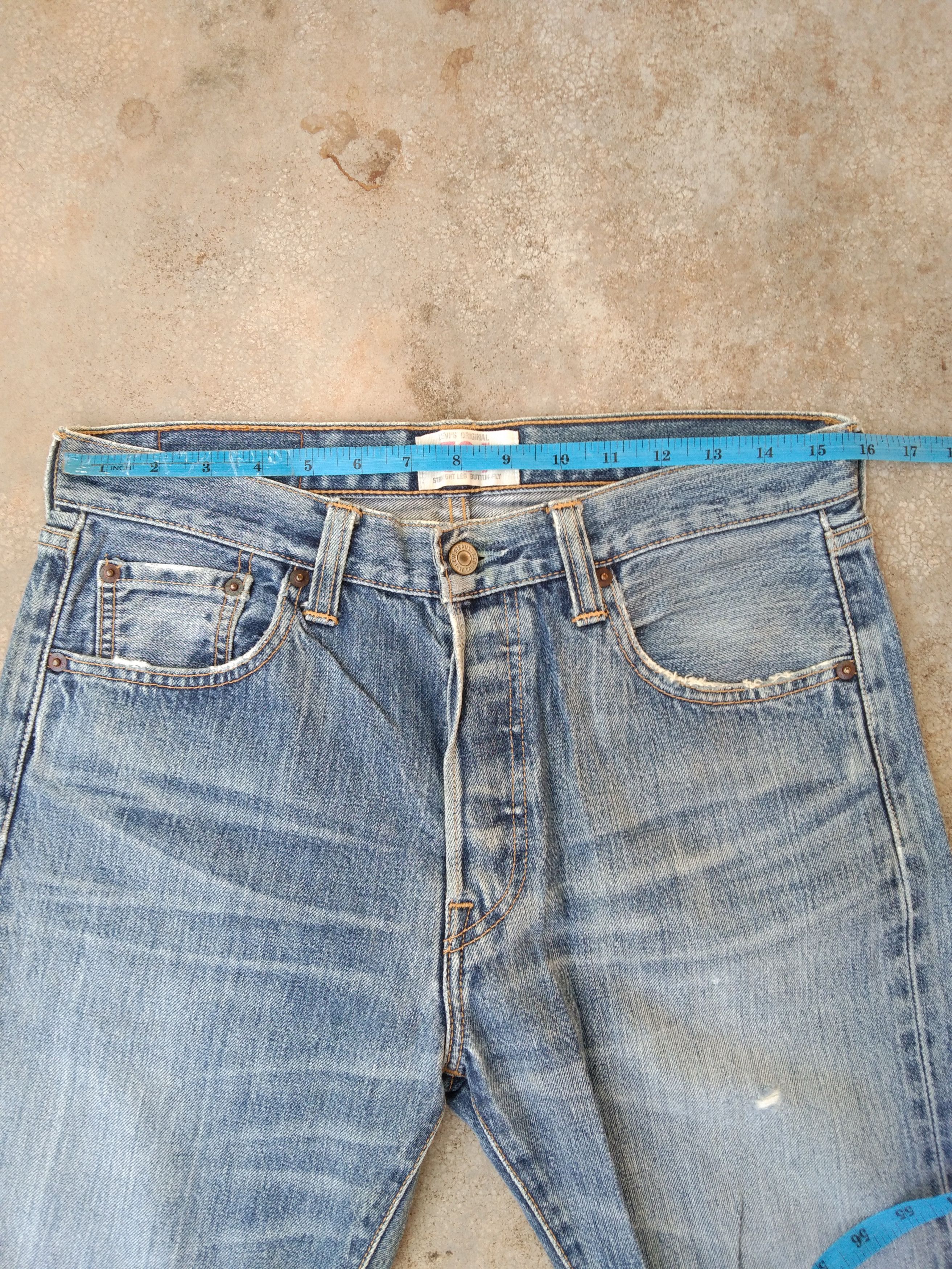 Levi's × Vintage Vintage Levis 501 Straight Leg Distressed Jeans 31x29 Size US 31 - 7 Thumbnail