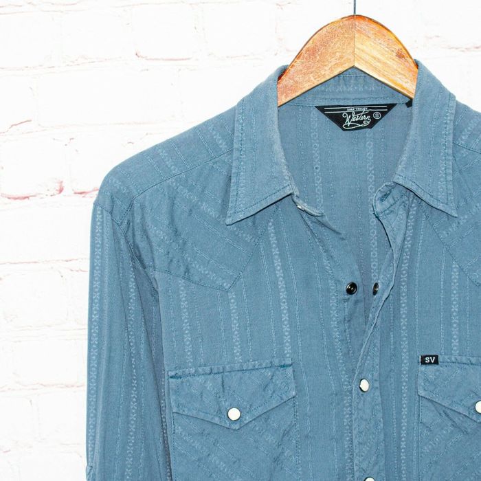 Chemise Western Salt Valley Homme - Bleu à Carreaux - Taille L - Manches Longues - Nacrée