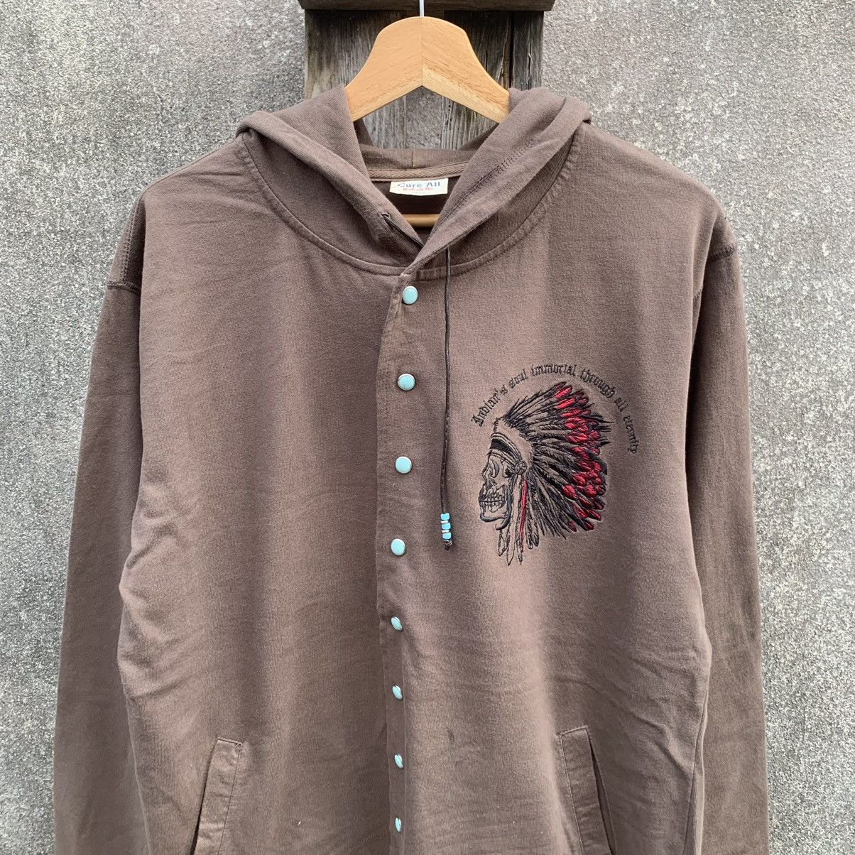 Japanese Brand × Vintage Japanese Vintage Red Indian Hoodie Faded Sweater Jacket Size US M / EU 48-50 / 2 - 2 Thumbnail