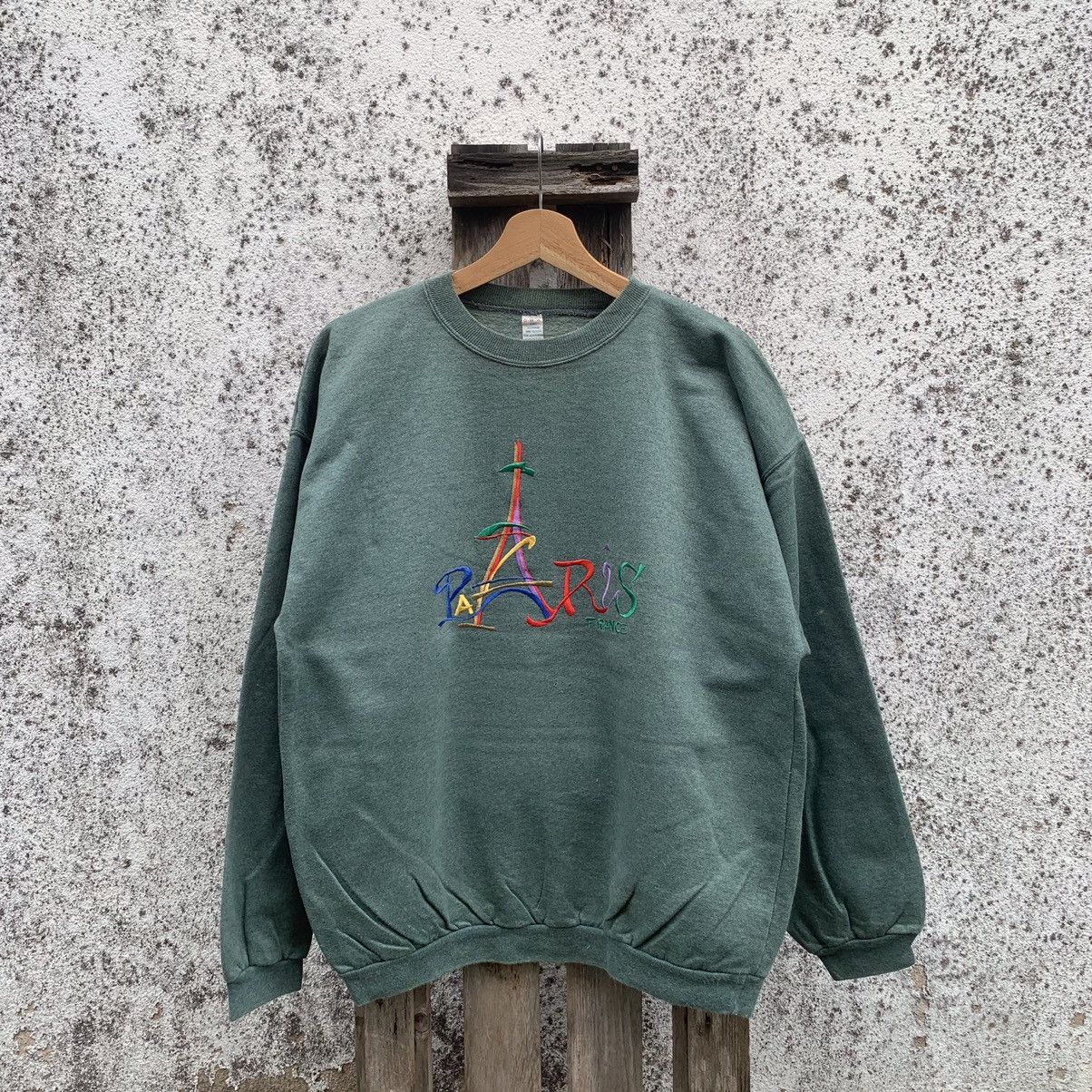 Japanese Brand × Vintage Paris Embroidery Crewneck Multicolour Spell Out Sweater Size US L / EU 52-54 / 3 - 1 Thumbnail