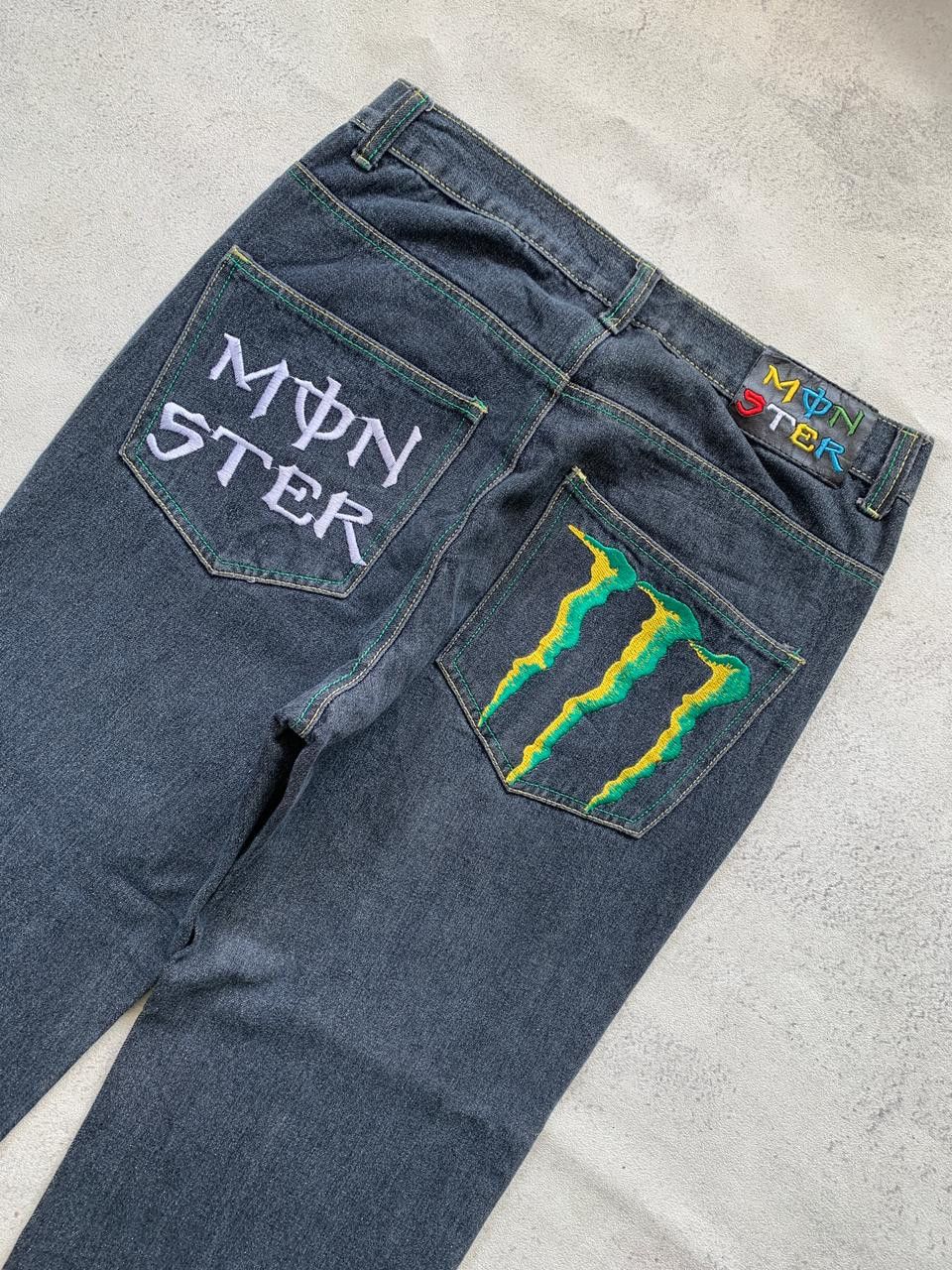 Japanese Brand × Vintage Vintage Monster Energy Embroidery Denim Jeans Pants Size US 32 / EU 48 - 4 Thumbnail