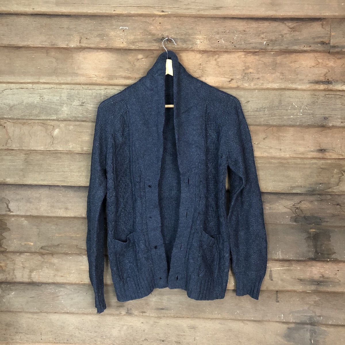 Japanese Brand Japanese Brand Dark blue cable Knitwear cardigan #H352 Size US M / EU 48-50 / 2 - 1 Thumbnail