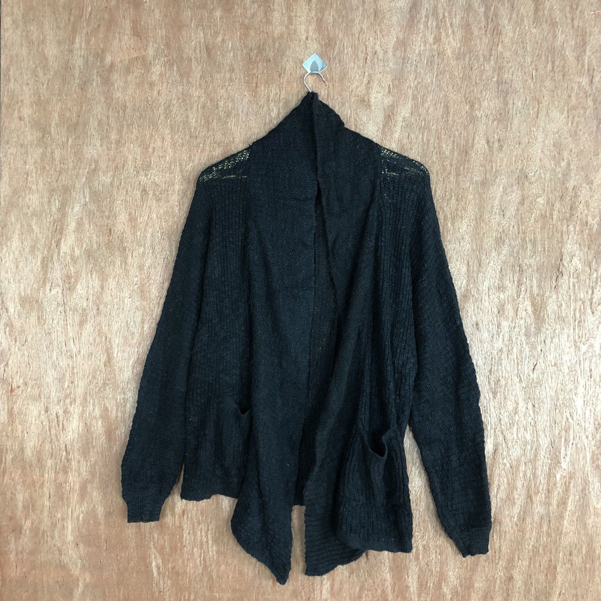 Homespun Knitwear INGNI Black Long Cardigan knitwear japan #H219 Size US XL / EU 56 / 4 - 3 Thumbnail