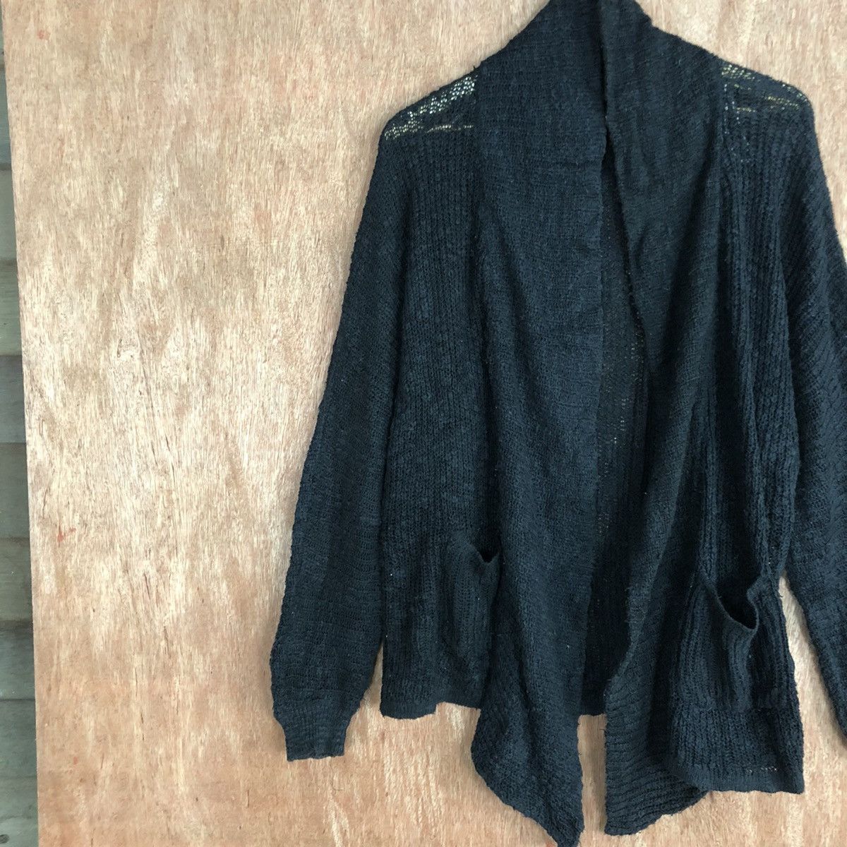 Homespun Knitwear INGNI Black Long Cardigan knitwear japan #H219 Size US XL / EU 56 / 4 - 7 Thumbnail