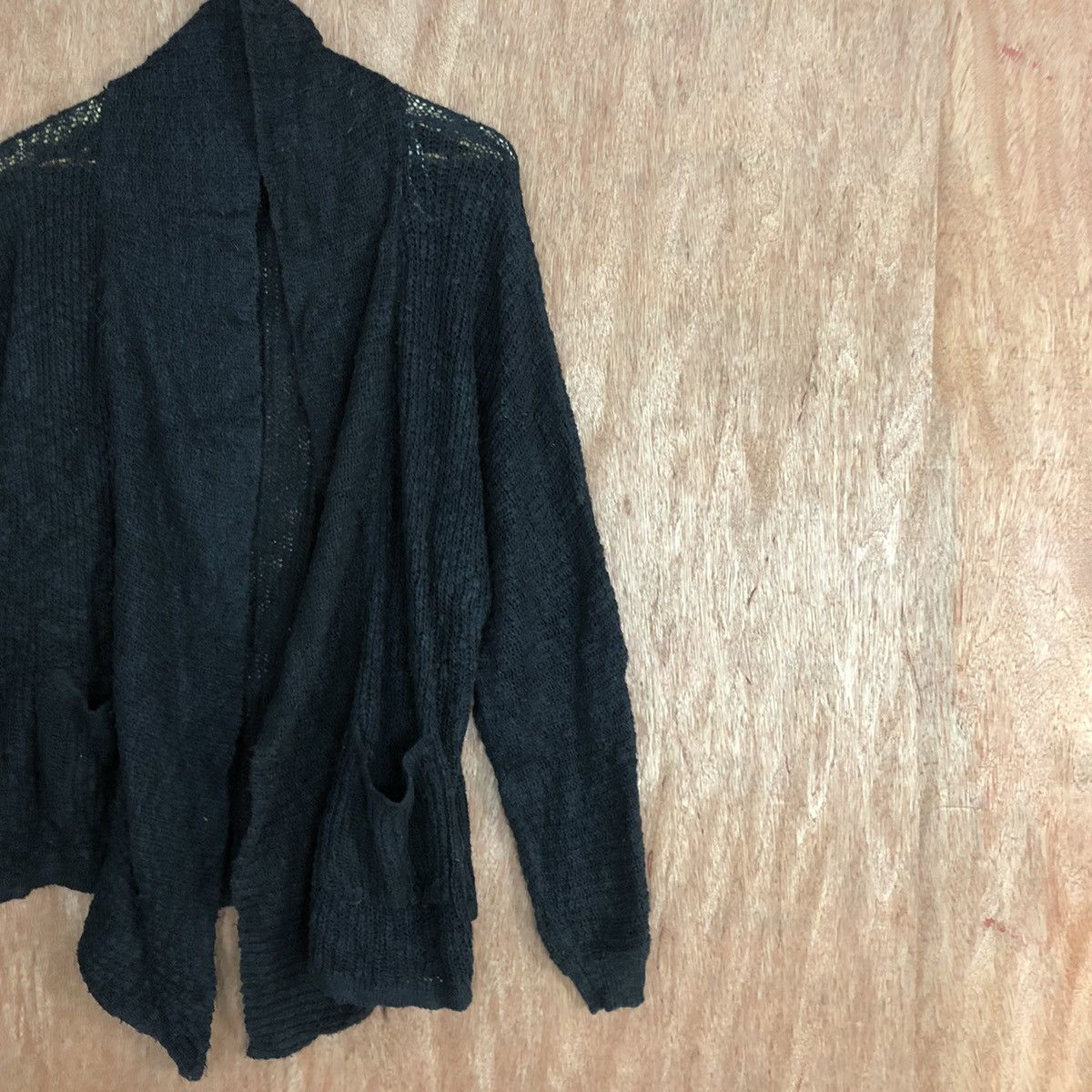 Homespun Knitwear INGNI Black Long Cardigan knitwear japan #H219 Size US XL / EU 56 / 4 - 5 Thumbnail