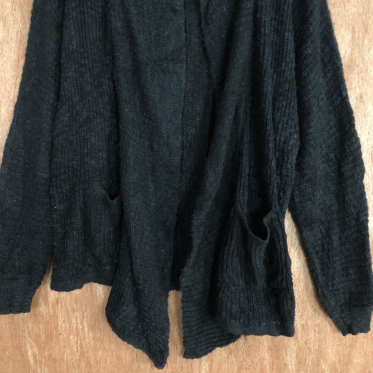 Homespun Knitwear INGNI Black Long Cardigan knitwear japan #H219 Size US XL / EU 56 / 4 - 8 Thumbnail