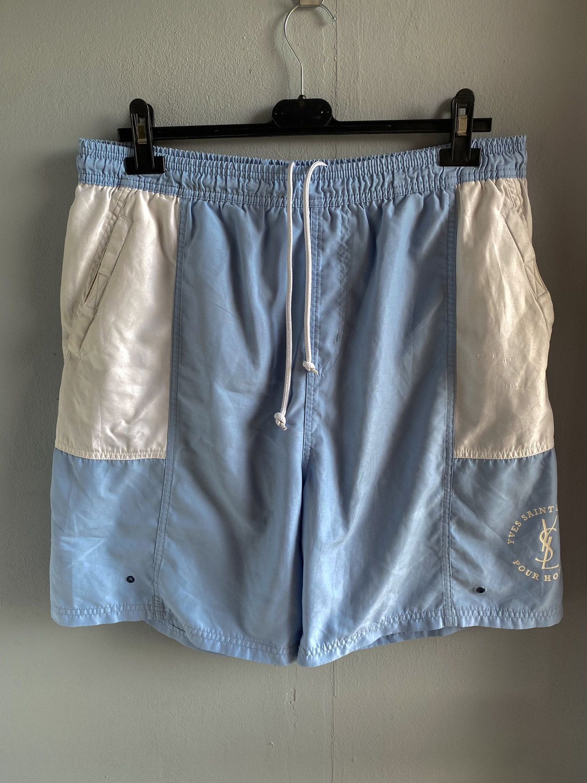 Vintage 💦 Yves Saint Lauren swim shorts big logo YSL Grailed