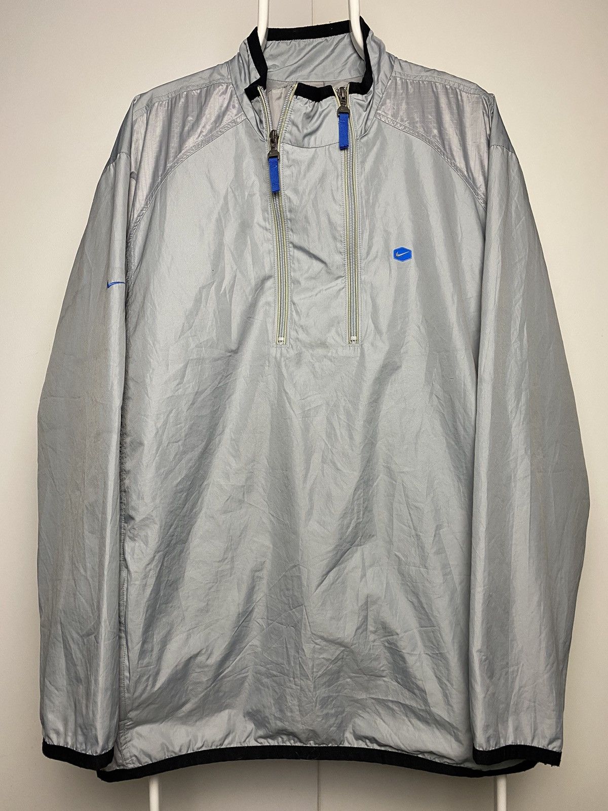 Nike × Vintage RARE Nike TN vintage grey blue track jacket small hex logo Size US XL / EU 56 / 4 - 1 Thumbnail