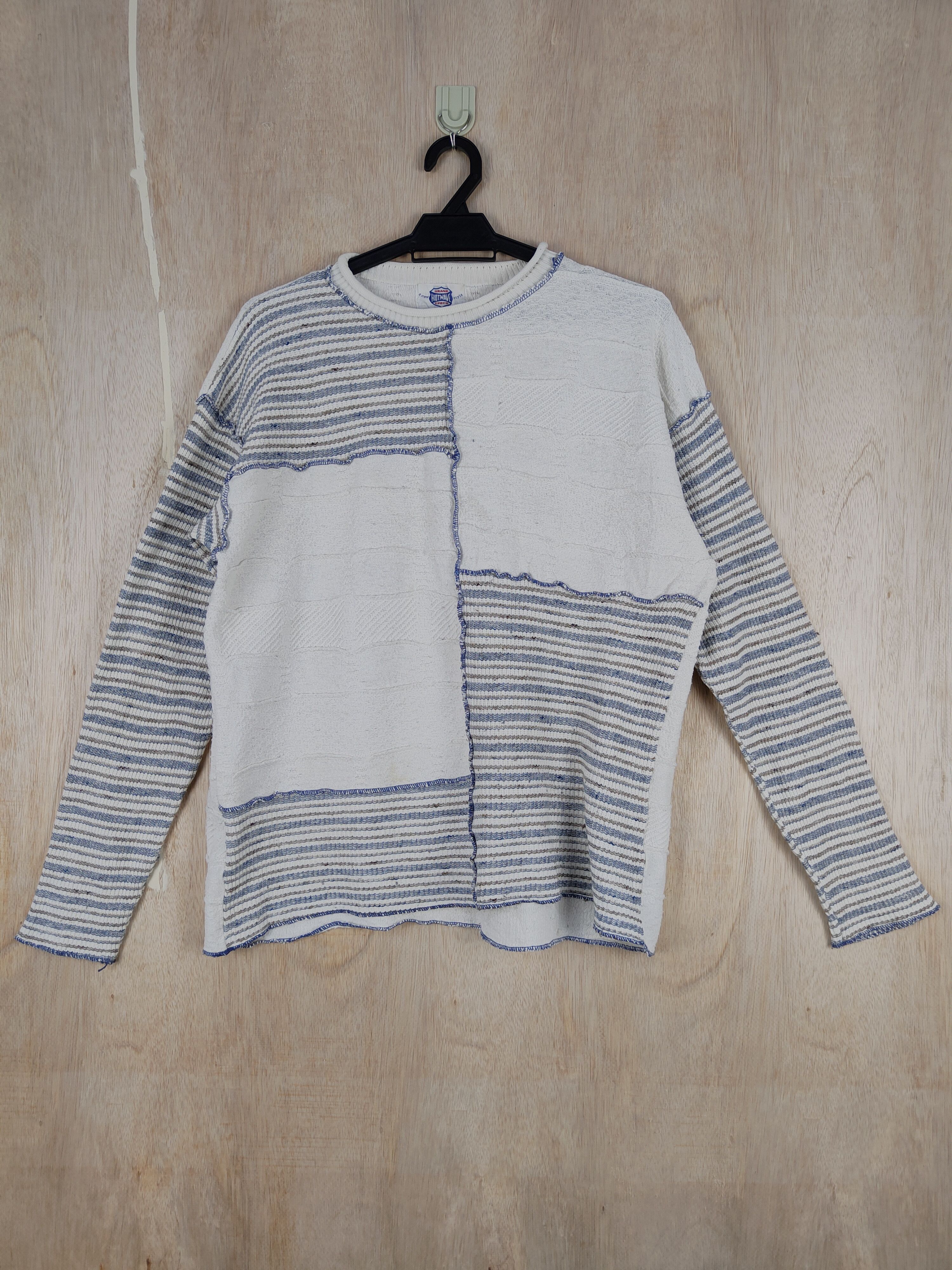 image of Art Hotwave (Grand Epoch) White Patchwork Knitwear S302, Men's (Size Large)