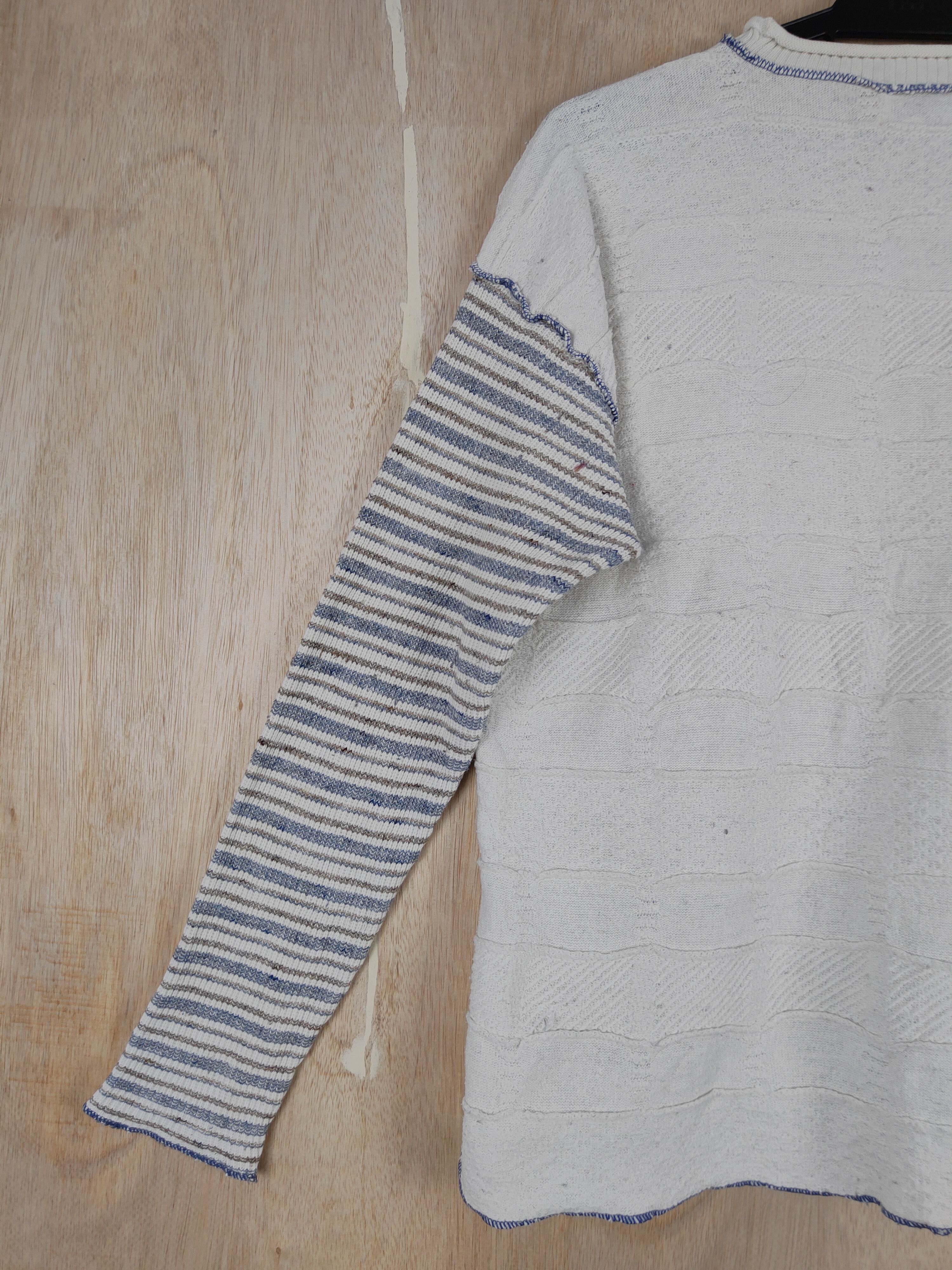 Japanese Brand Hotwave (Grand Epoch) White patchwork Knitwear #S302 Size US L / EU 52-54 / 3 - 6 Thumbnail