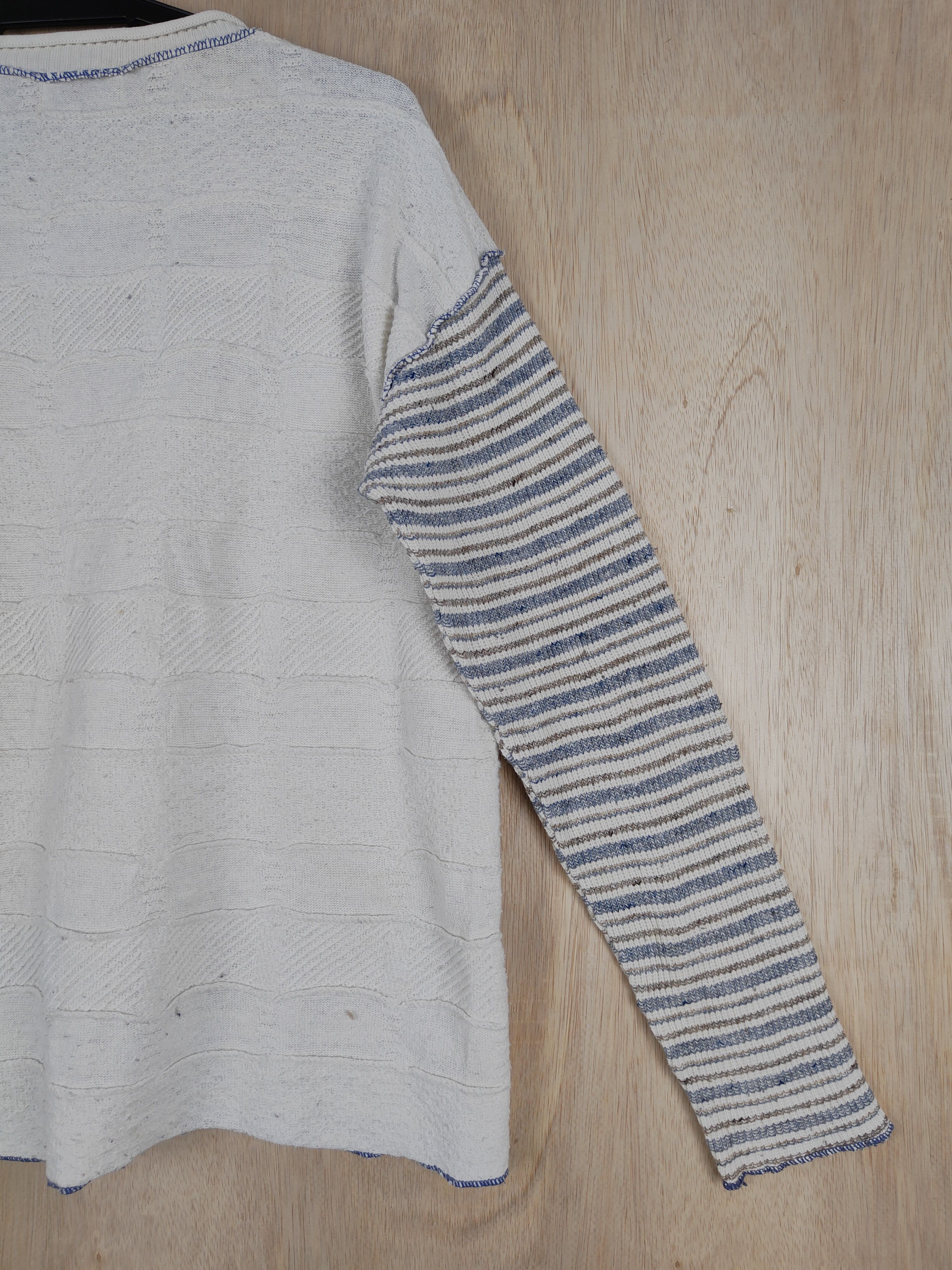 Japanese Brand Hotwave (Grand Epoch) White patchwork Knitwear #S302 Size US L / EU 52-54 / 3 - 7 Thumbnail
