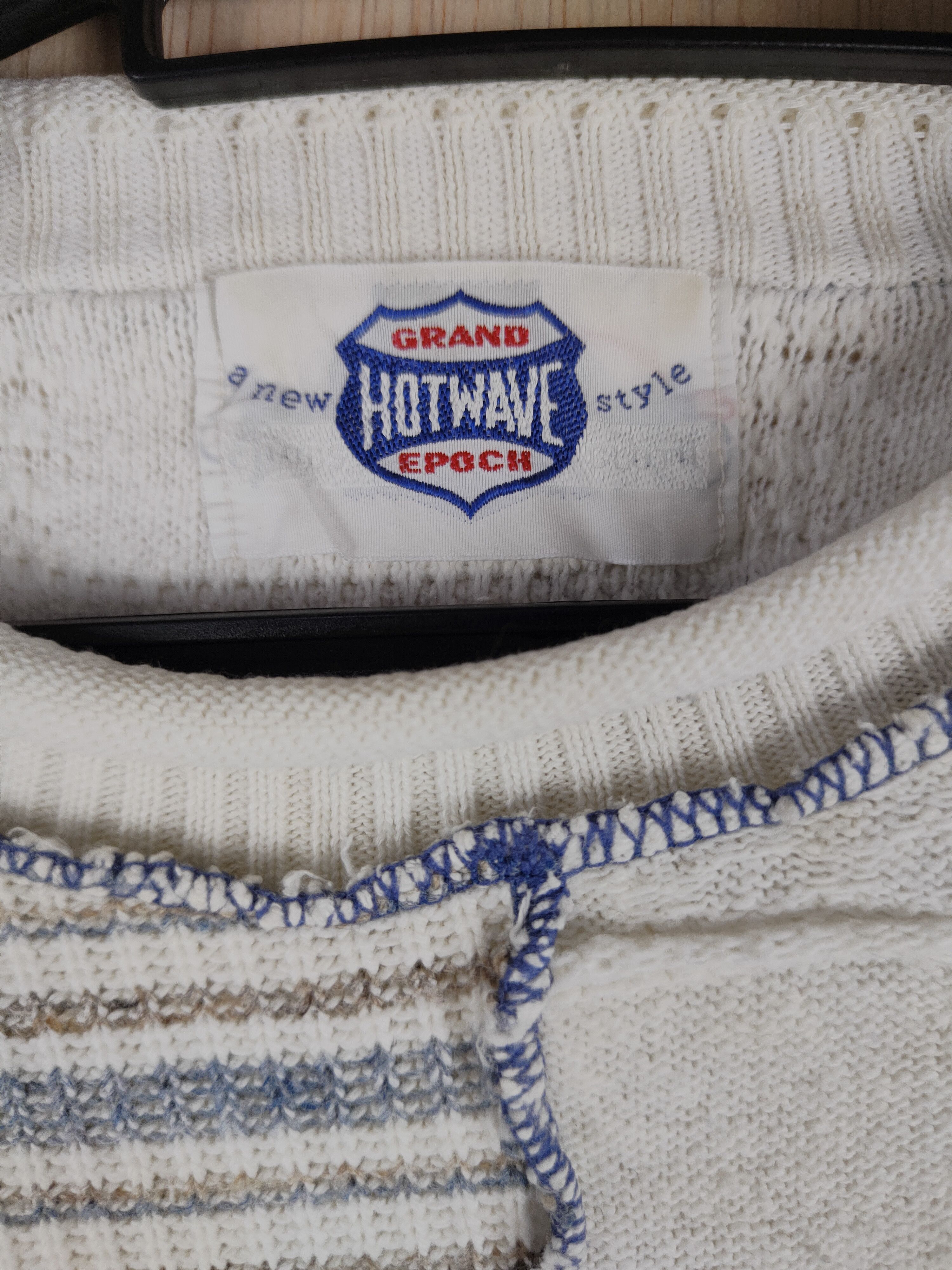 Japanese Brand Hotwave (Grand Epoch) White patchwork Knitwear #S302 Size US L / EU 52-54 / 3 - 8 Thumbnail