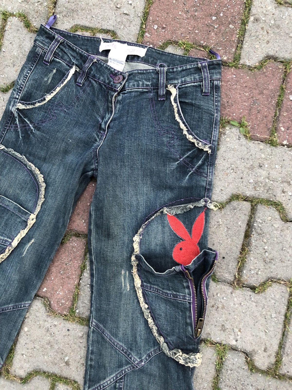 Japanese Brand × Miss Sixty ‼️OFFER‼️ Vintage Y2K Playboy Bunny Bootcut Distressed Jeans Size 24" / US 00 / IT 34 - 3 Thumbnail