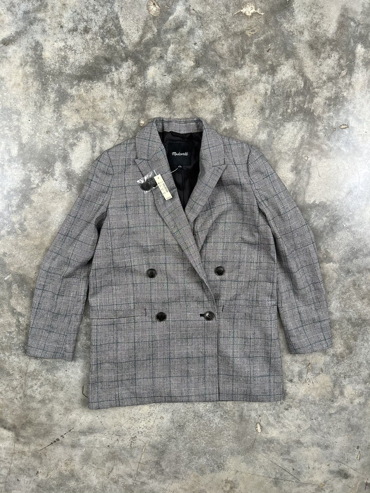 Madewell Caldwell Double-Breasted Blazer Grey Plaid XS ❄️❄️