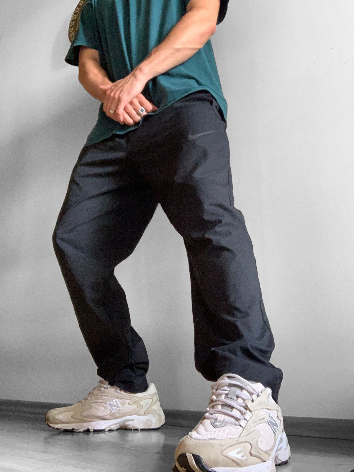 Nike × Vintage Vintage Nike Black Track Pants Swoosh Size US 33 - 1 Thumbnail