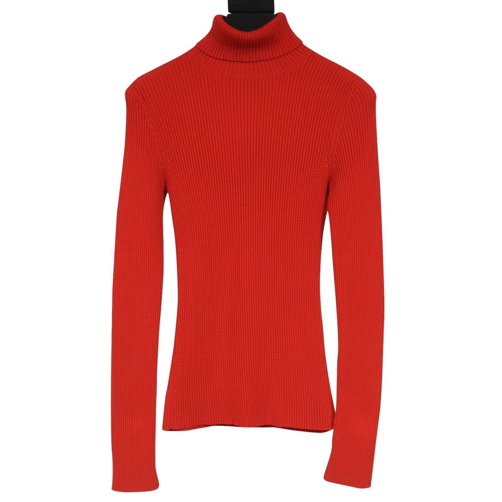 Balenciaga Red Pleated Stretch Knit Turtleneck Pullover Size XS / US 0-2 / IT 36-38 - 1 Thumbnail