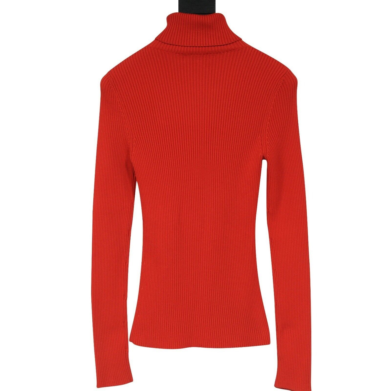 Balenciaga Red Pleated Stretch Knit Turtleneck Pullover Size XS / US 0-2 / IT 36-38 - 2 Thumbnail