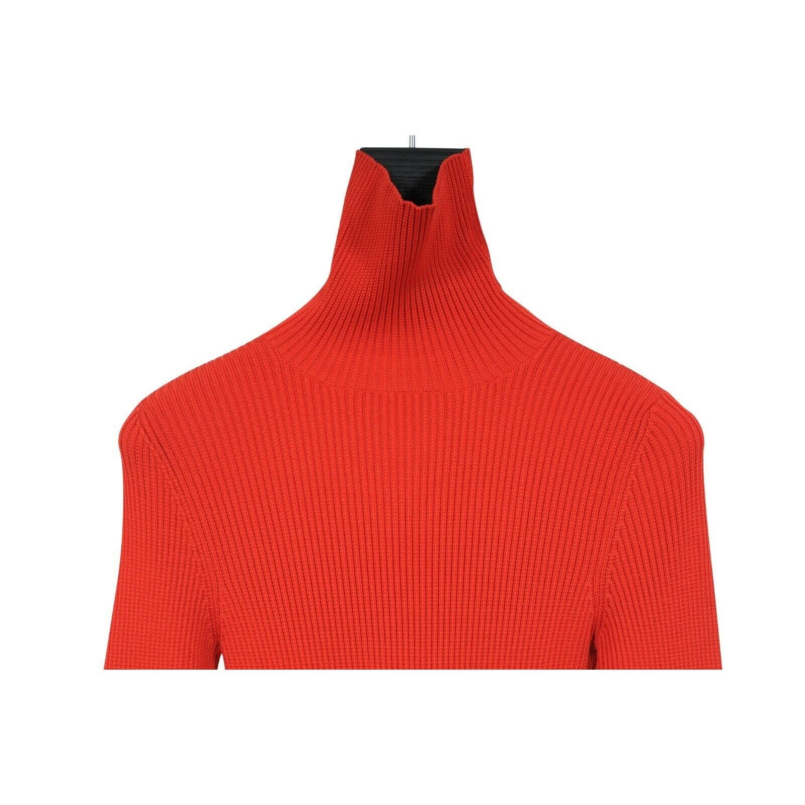 Balenciaga Red Pleated Stretch Knit Turtleneck Pullover Size XS / US 0-2 / IT 36-38 - 7 Thumbnail